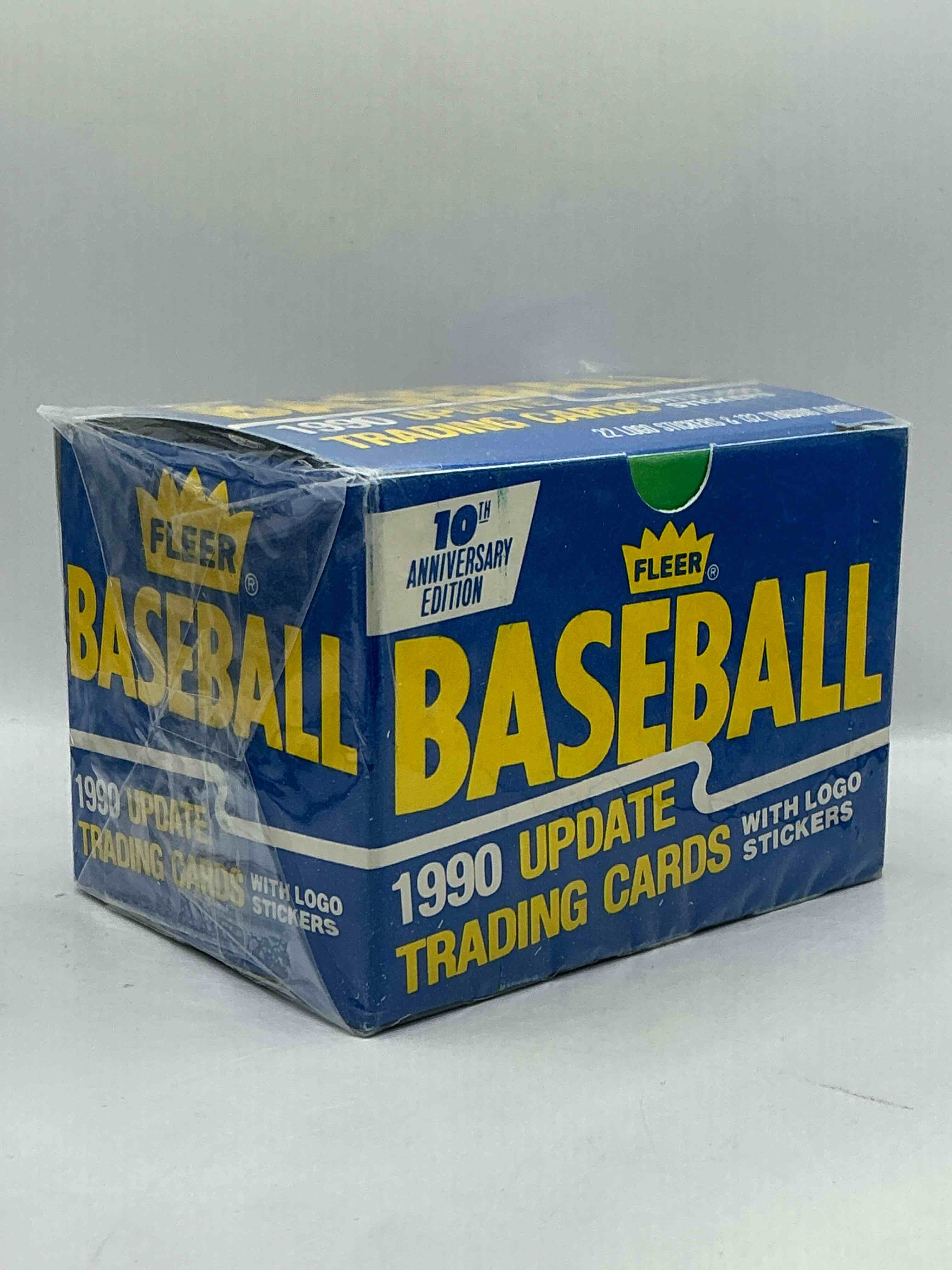 1990 update trading cards! 132 cards! fleer baseball unopened sports card original box! search for valuable collectible ken griffey jr cards! logo & sticker cards included! 10th anniversary edition! 