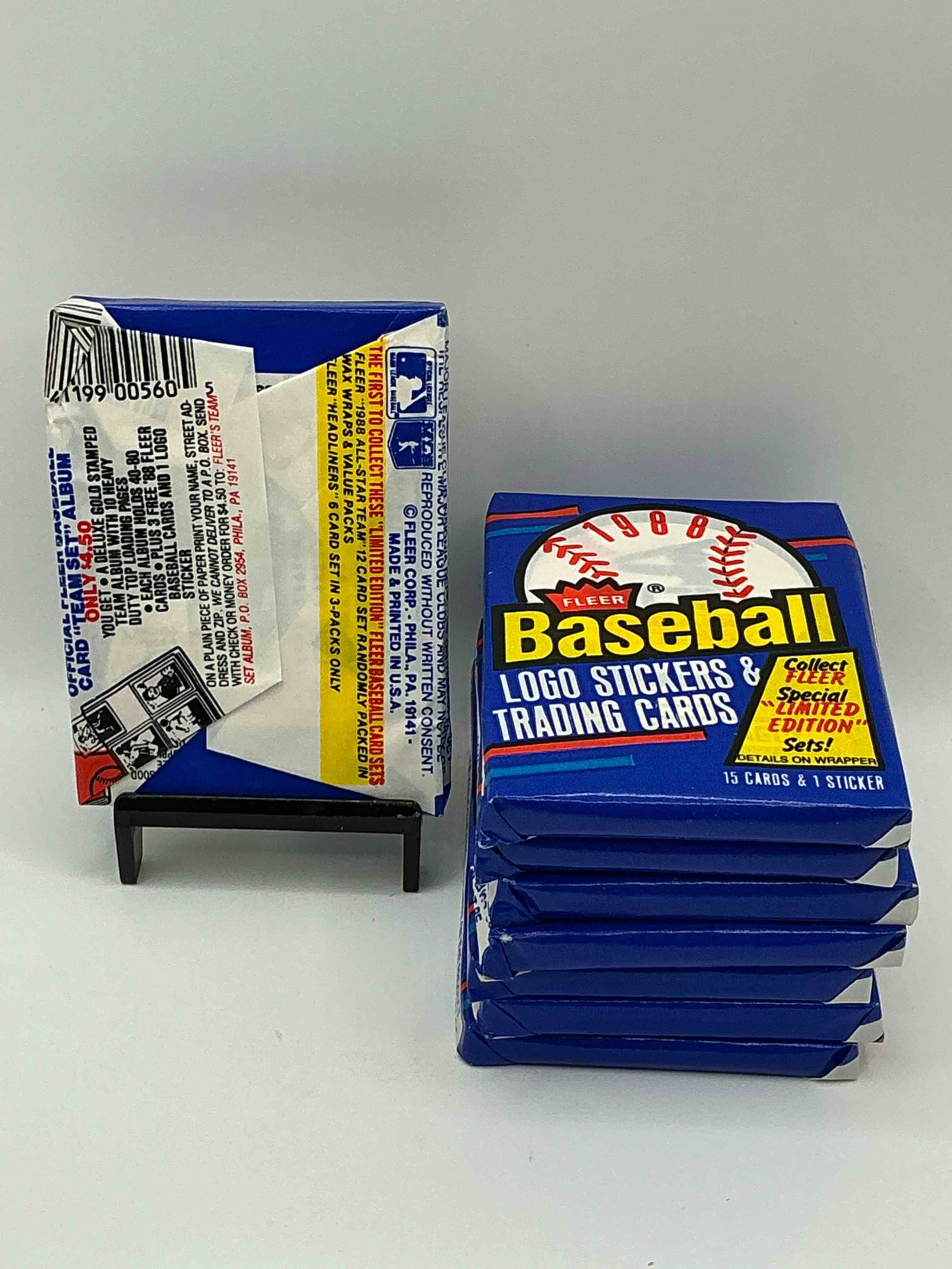 Condition photo showing New/Like New for 80's Vintage! 1988 Fleer Baseball Unopened Packs! Direct From Original Box! Search For Valuable Don Mattingly & Nolan Ryan Cards!
