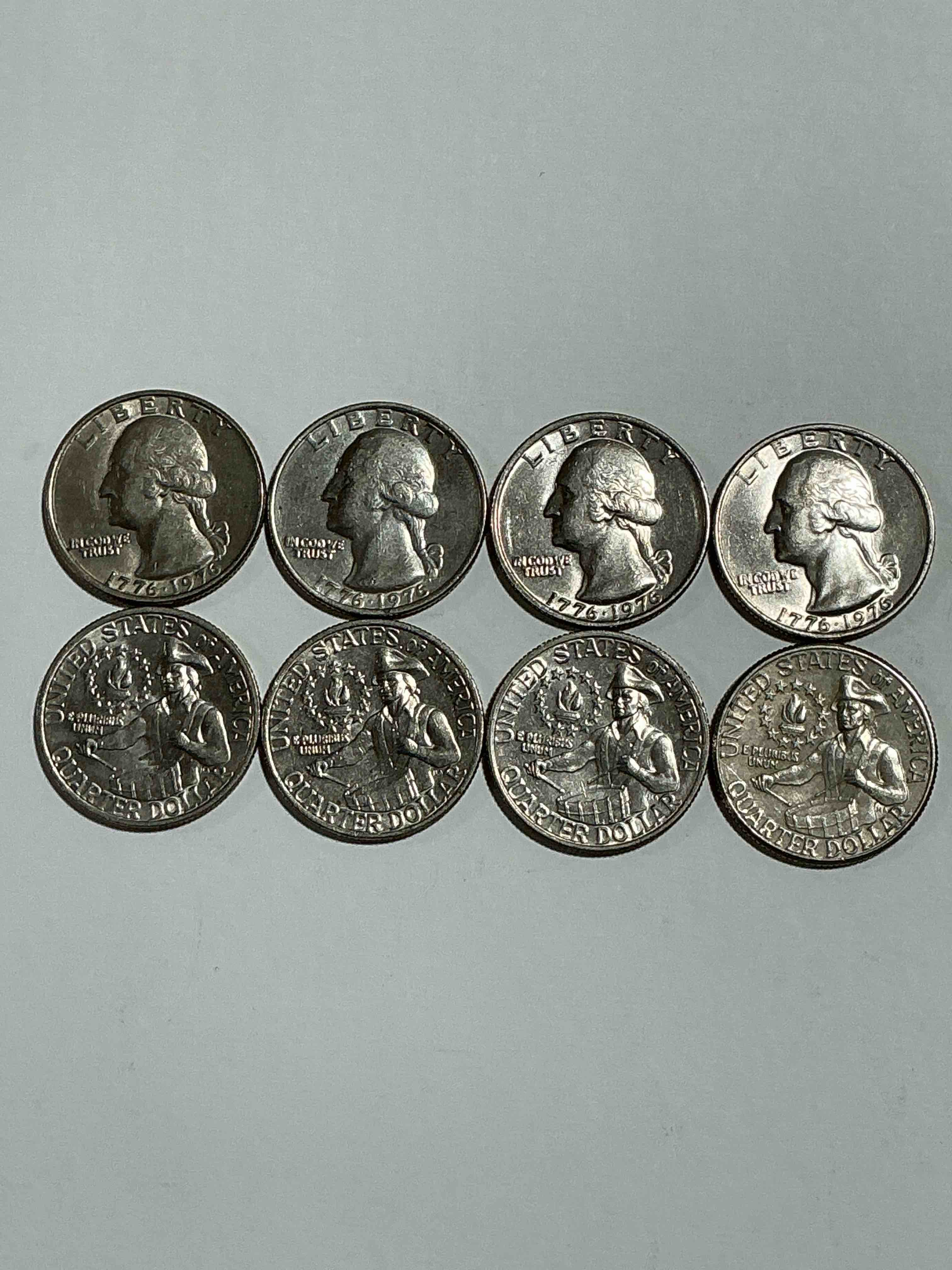 Condition photo showing Good Condition for 1976 Bicentennial Bliss! Quarters! In 1976 The U.S. Mint Produced Coins Celebrating The 200 Year Anniversary Of America. Up For Auction Are Awesome Examples Of Bicentennial Quarters Produced For This... The Infamous 200 Year Anniversary Edition! Highly Desirable For Collectors! Own Pieces Of History & Get Ready For America's 250 Year Anniversary Coming Soon!