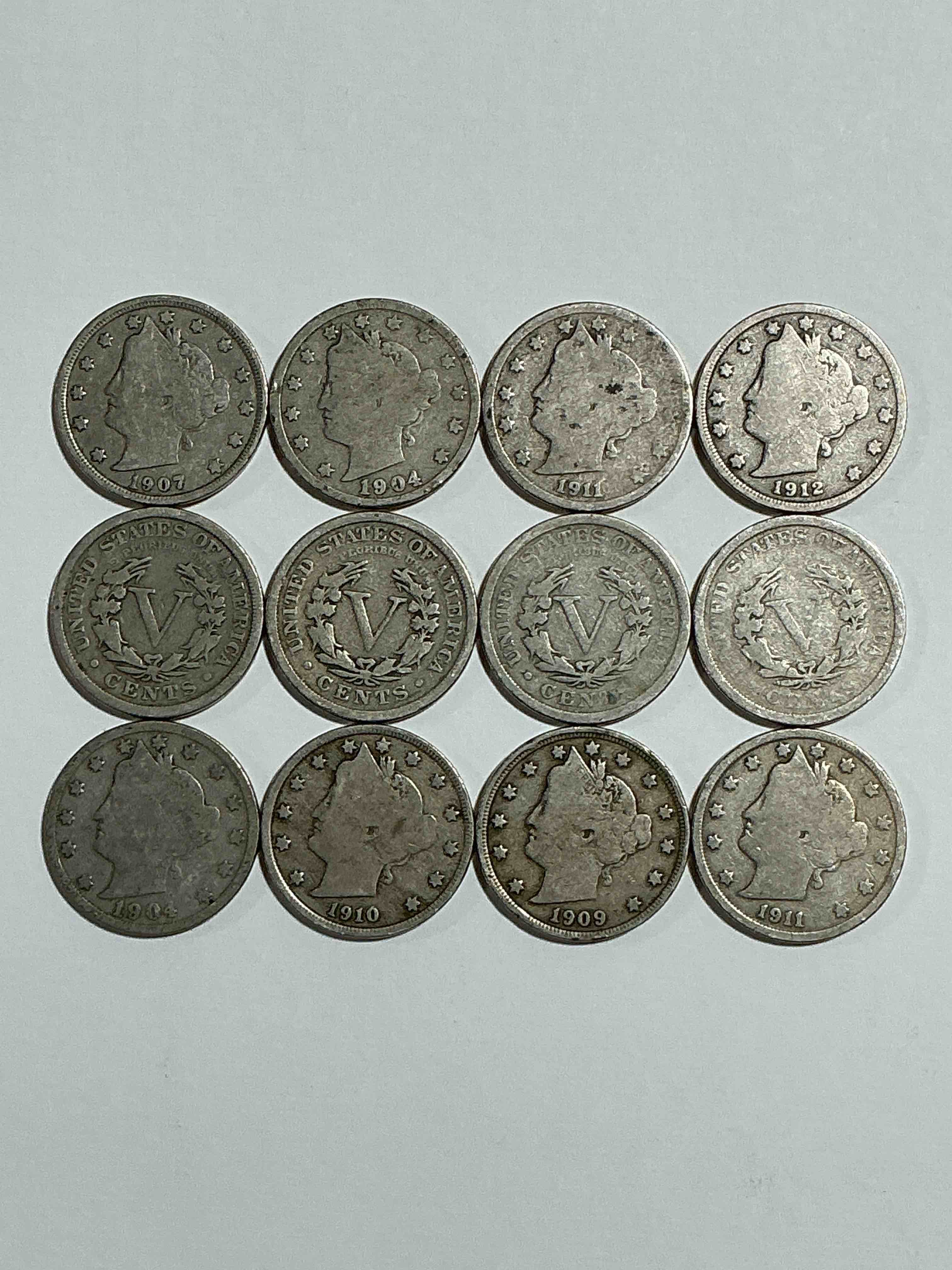 Condition photo showing Good Condition for Antique U.S. V Nickels! Think Of The History These Coins Have Seen!, Liberty Head V Nickels Were Minted Up Until 1913 & Were The Style Of Nickels Before Buffalo Nickels. Own Some Cool Pieces Of History! Rare To See These Coins With The "Date On" In Circulated Condition!