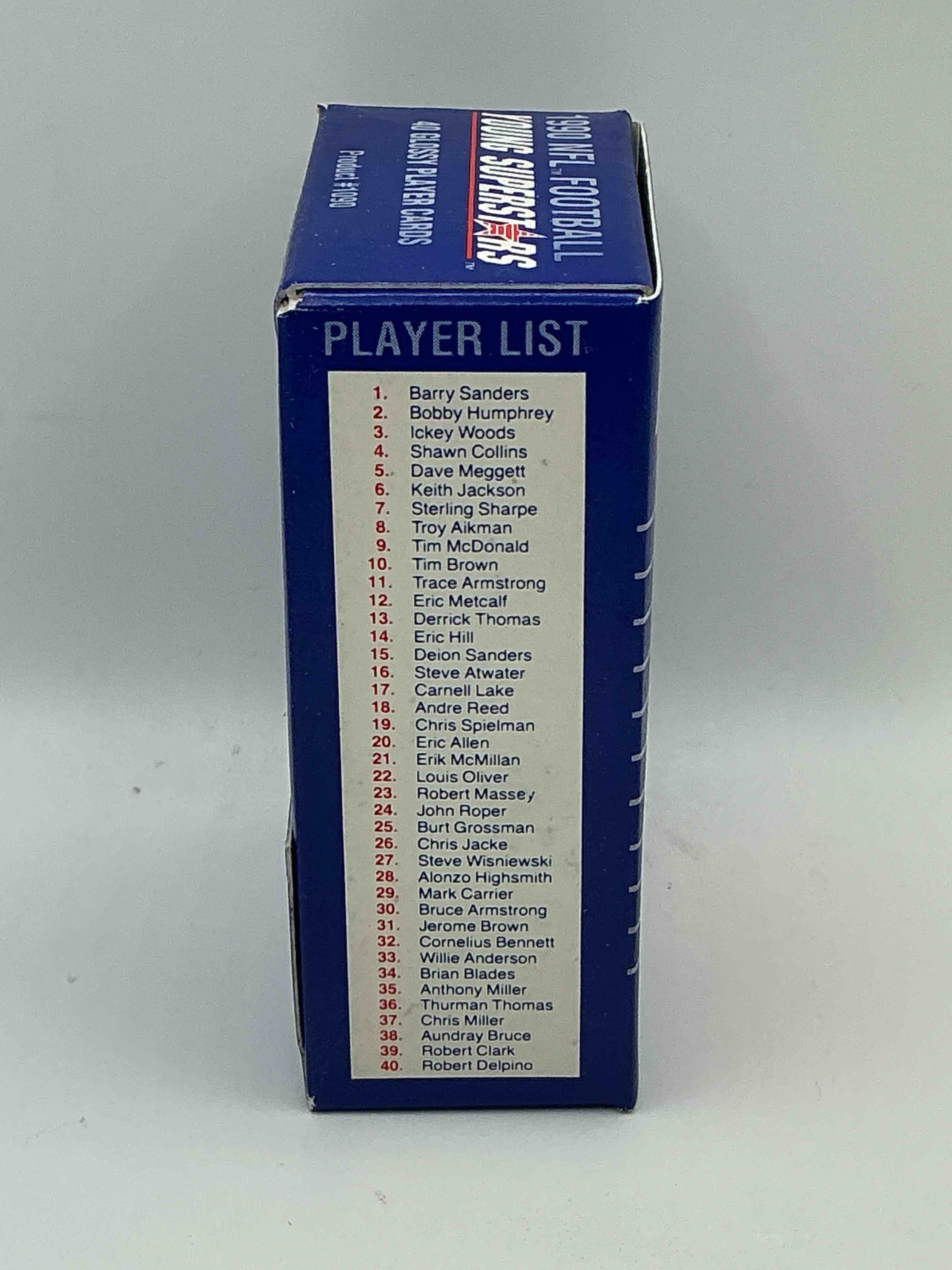 Condition photo showing New/Like New for 1990 Score NFL Football Young Superstars! Barry Sanders, Troy Aikman, Derrick Thomas, Sterling Sharpe, Ickey Woods, Andre Reed & More! Awesome Score Boxes!