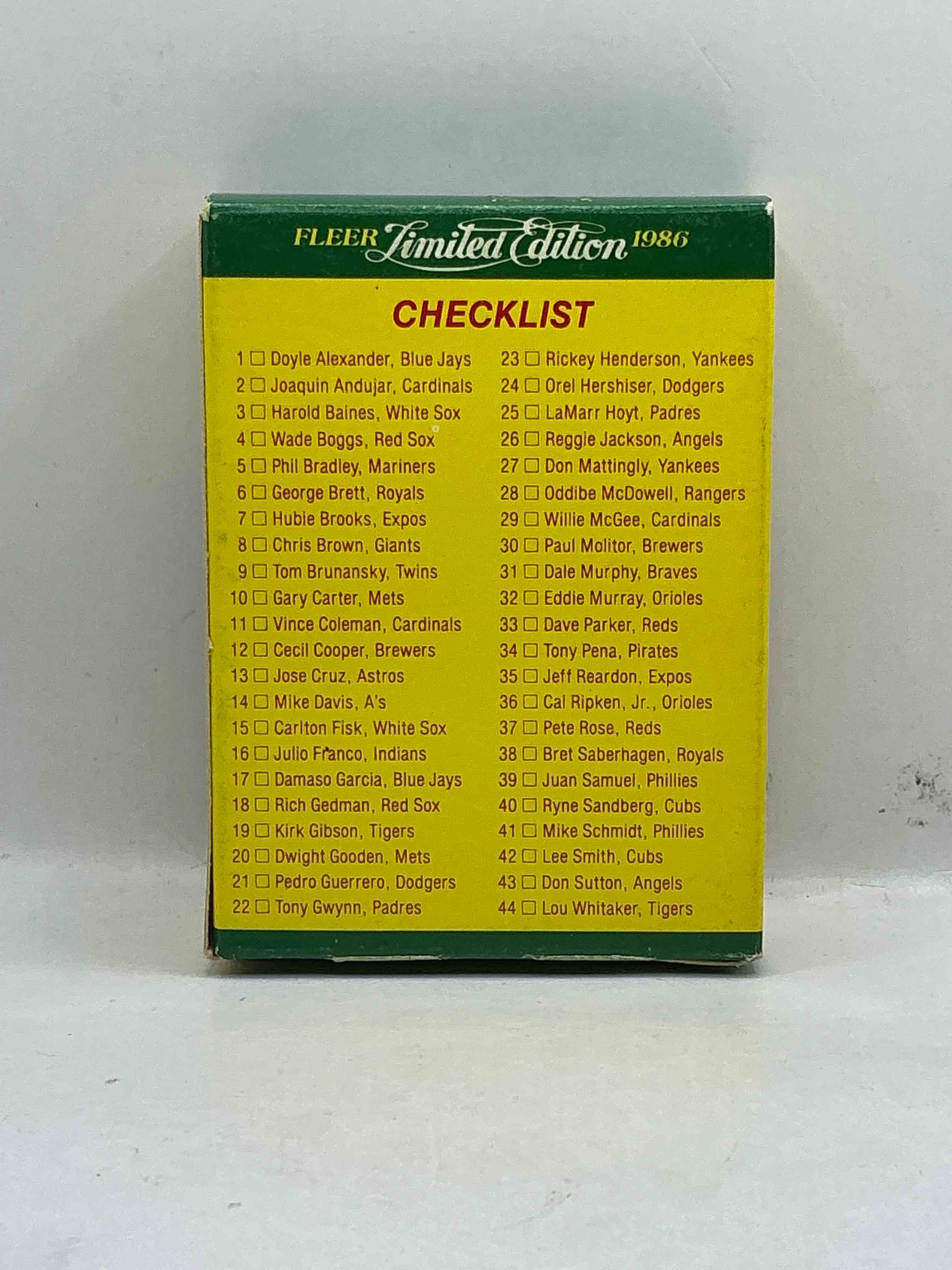 Condition photo showing New/Like New for Limited Edition Baseball Super Stars Logo Stickers! Complete 1986 Set Inside! WOW! Unopened! Fleer Complete Set, Wade Boggs, George Brett, Tony Gwynn, Rickey Henderson & More!