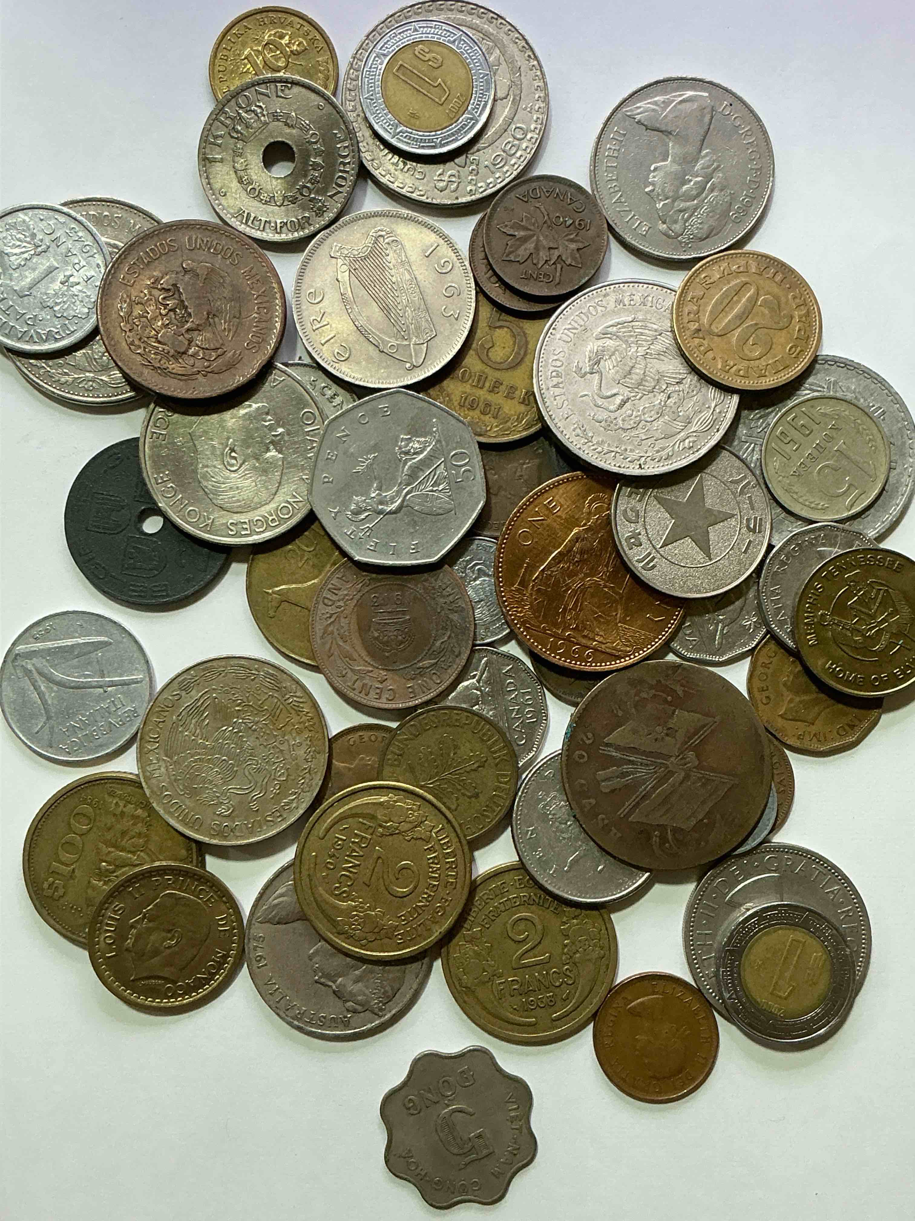 Condition photo showing Good Condition for World Coins, Antique & Vintage! Each Lot Is Unique! Many Different Years, Countries, Sizes & Exotic Places. This Cool Collection Of Antique Coins From Around The World Is Loads Of Fun! Have Fun Identifying Each Coin & Country As A Great Educational Tool! A Great Investment Too!
