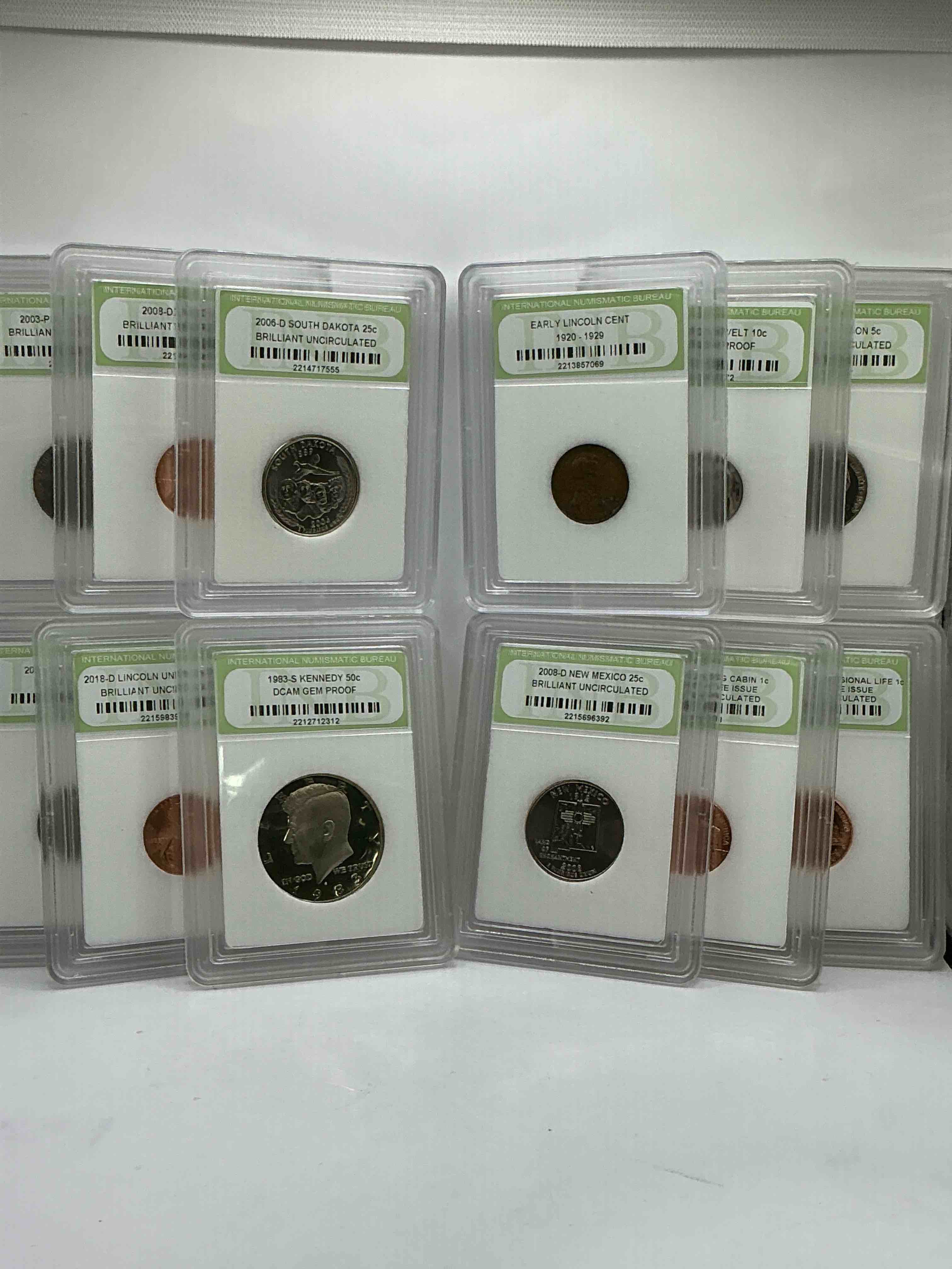 Condition photo showing New/Like New for Collector's Dream! 12 Different Rare, Slabbed U.S. Collector Coins In Certified/Catalogued Protective Slab Cases! A Great Way to Build An Incredible Collection Of Protected, Rare U.S. Coins! Great For The Coin Fan & Collector!