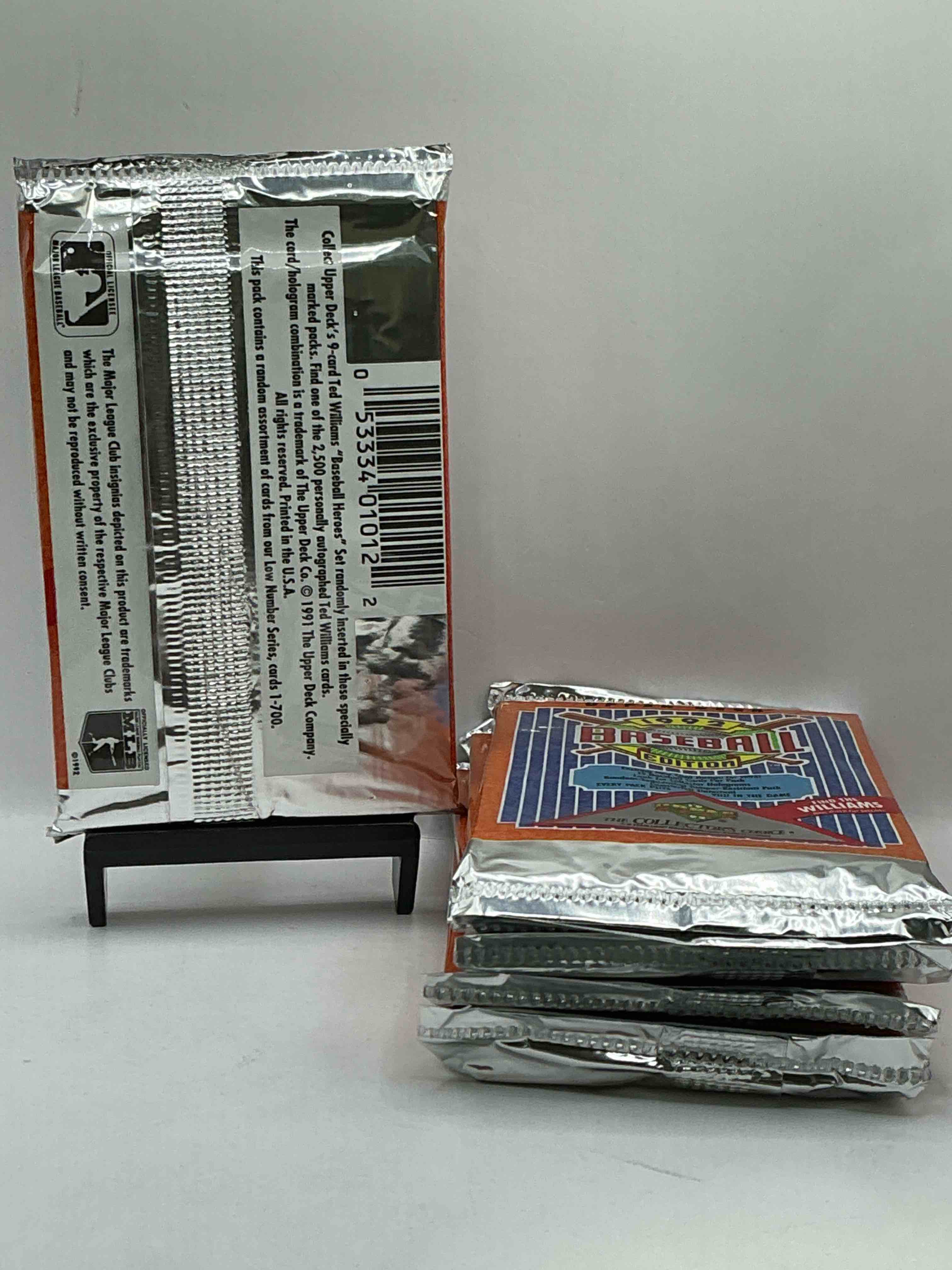 Condition photo showing New/Like New for 1992 Upper Deck Baseball Sealed Sports & Collectible Card Pack, Direct From Original Sealed Retail Case! Search For Ultra Rare & Valuable Ted Williams & Johnny Bench Signed Insert Cards As Well As Deion Sanders, Ken Griffey Jr., Nolan Ryan & So Much More!