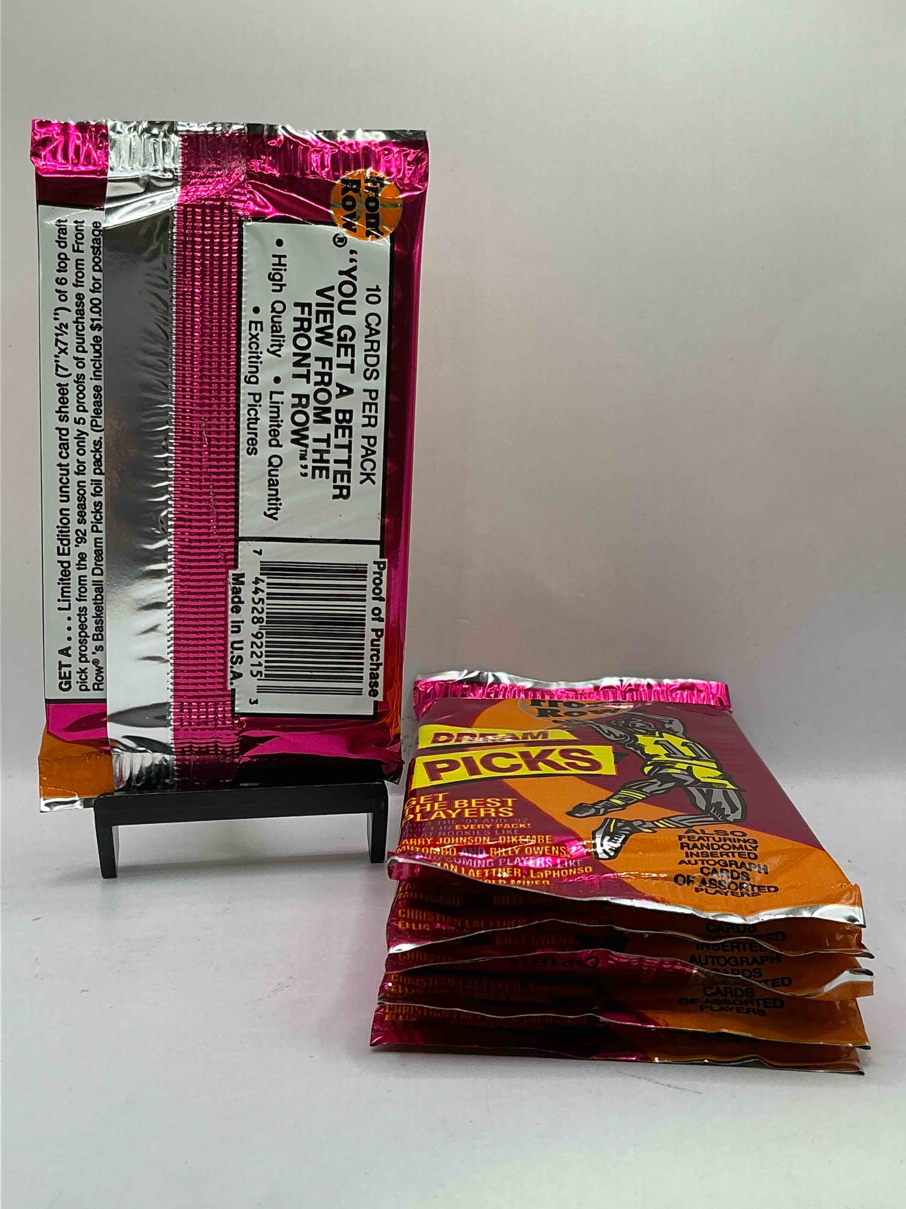 Condition photo showing New/Like New for 1991 Throwback Rarity! Here's Something You've Probably NEVER Seen! 1991 Front Row College Basketball / NBA Unopened Sealed Packs, Direct From Sealed Original Retail Case! Includes Randomly Inserted Rare Autograph Cards! Front Row Was The “Original" College Jersey Card Packs Back In The Day & Has Long Been Defunct. These Cards Are Becoming Serious Collector Items Due To Their Scarcity. These Things Are Serious Rare! Own Some Great Sports Card History & Something You'll Rarely See Again!