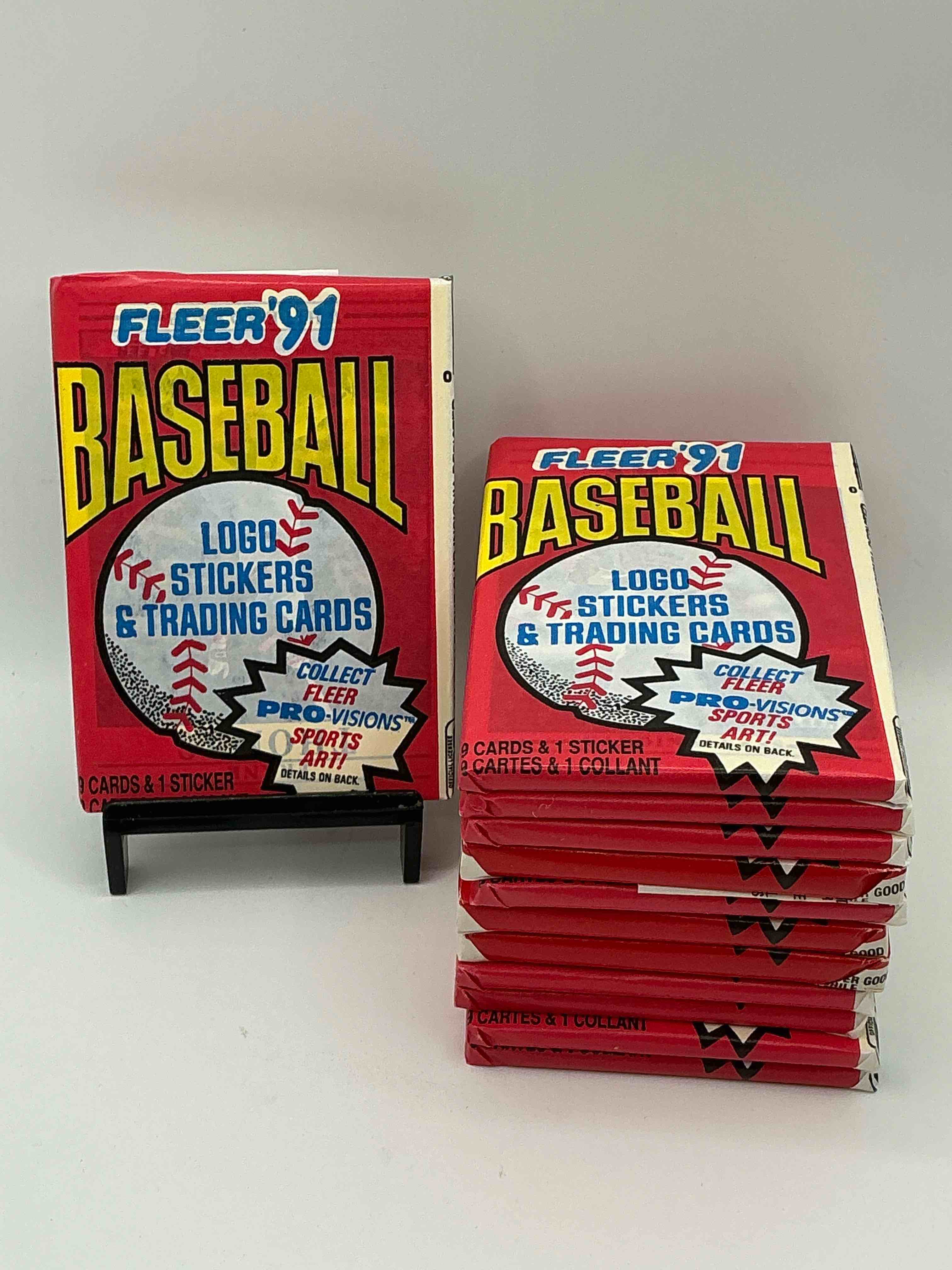 1991 fleer baseball unopened wax pack, direct from original sealed retail case search for griffey jr. & barry bonds "generation stars" combo card #710 (psa 10 value $200), nolan ryan, don mattingly & so much more!