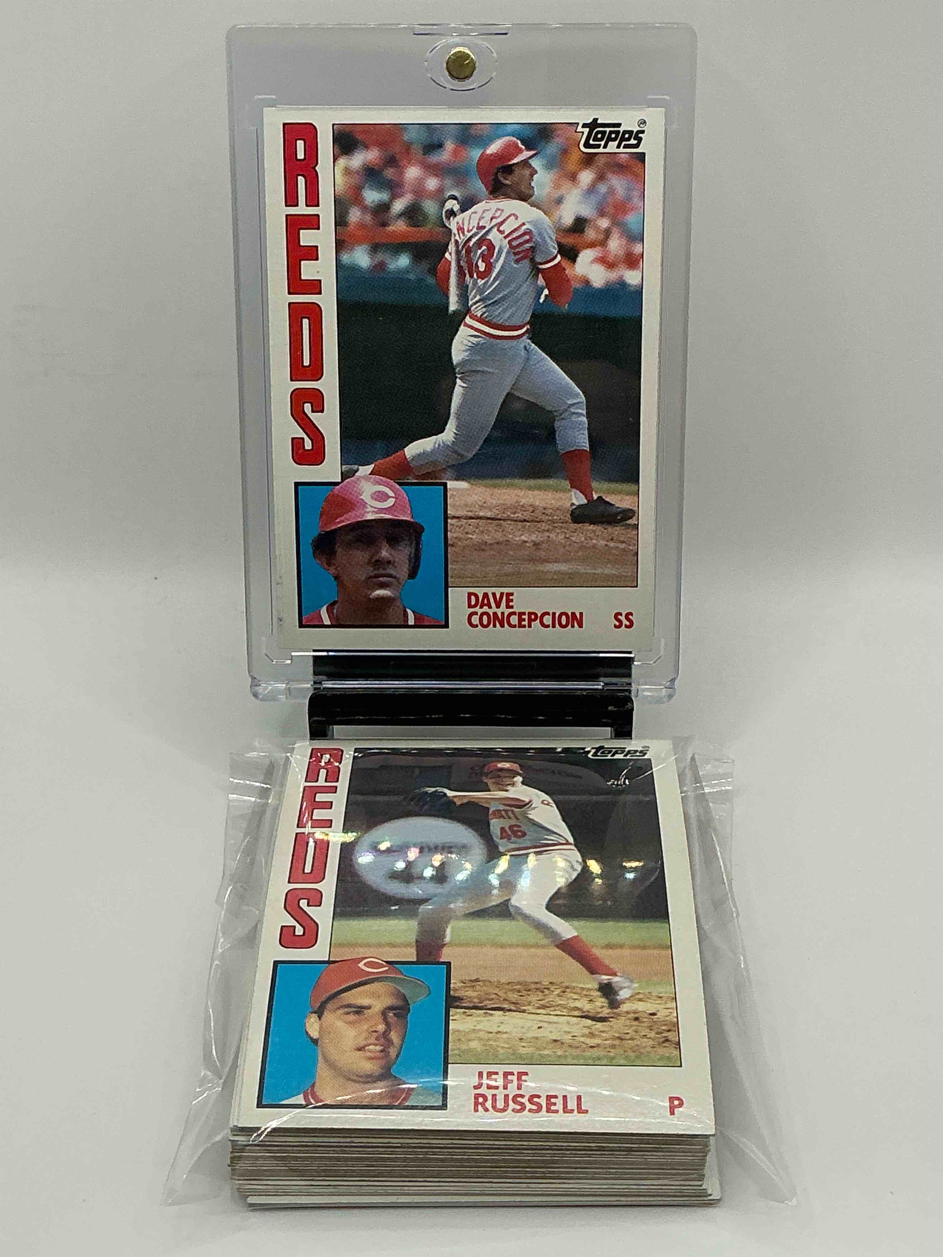 1984 reds team set! 27 card reds set! dave concepcion, cesar cedeno, ron oester & more! reds fans rejoice!