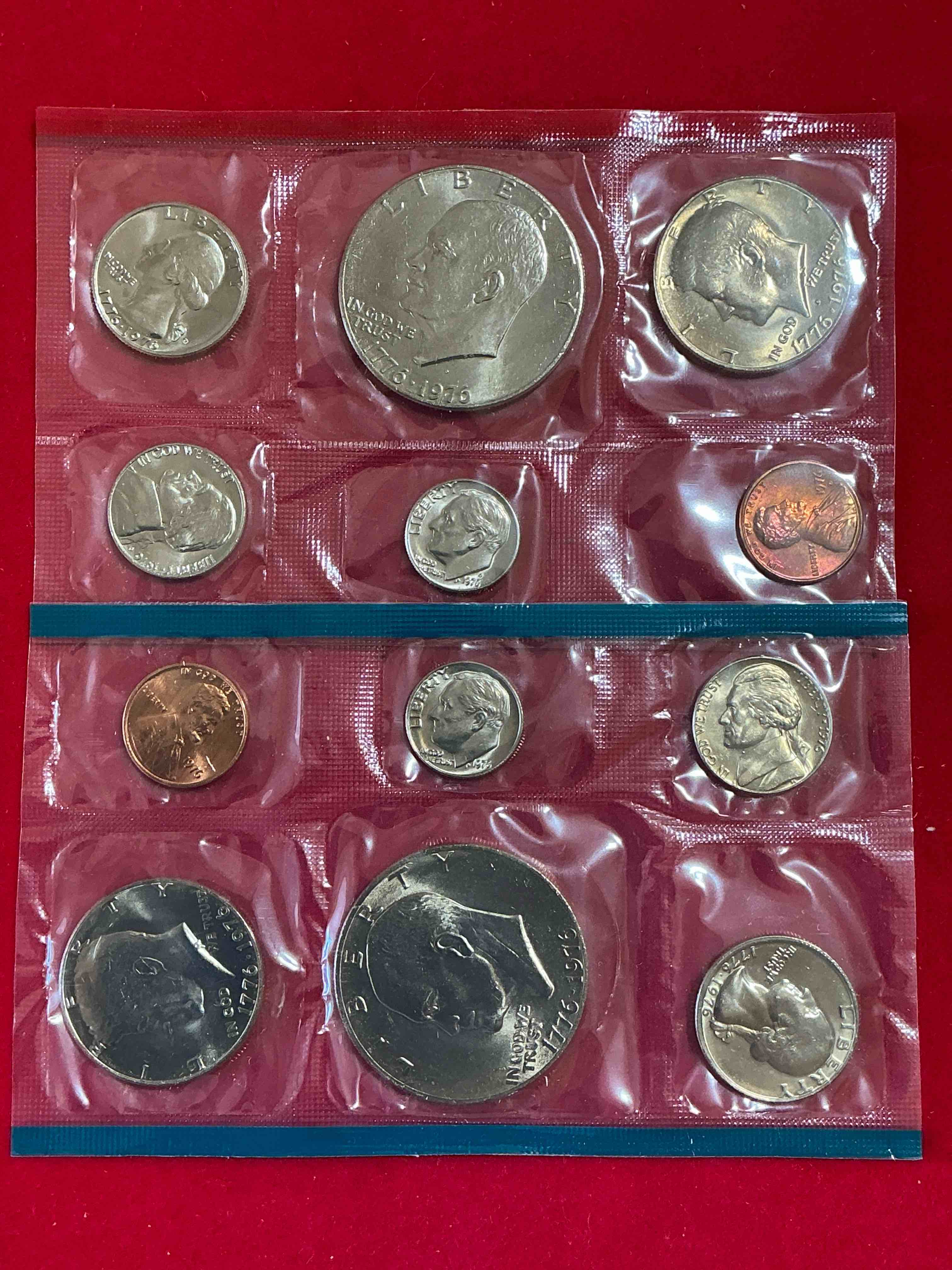 1976 bicentennial bliss! in 1976 the u.s. mint set celebrating the 200 year anniversary of america! 12 coin set including bicentennial quarters, ikes, kennedy halves & pennies! highly desirable for collectors! own pieces of history & celebrating america's 250 year anniversary coming soon!