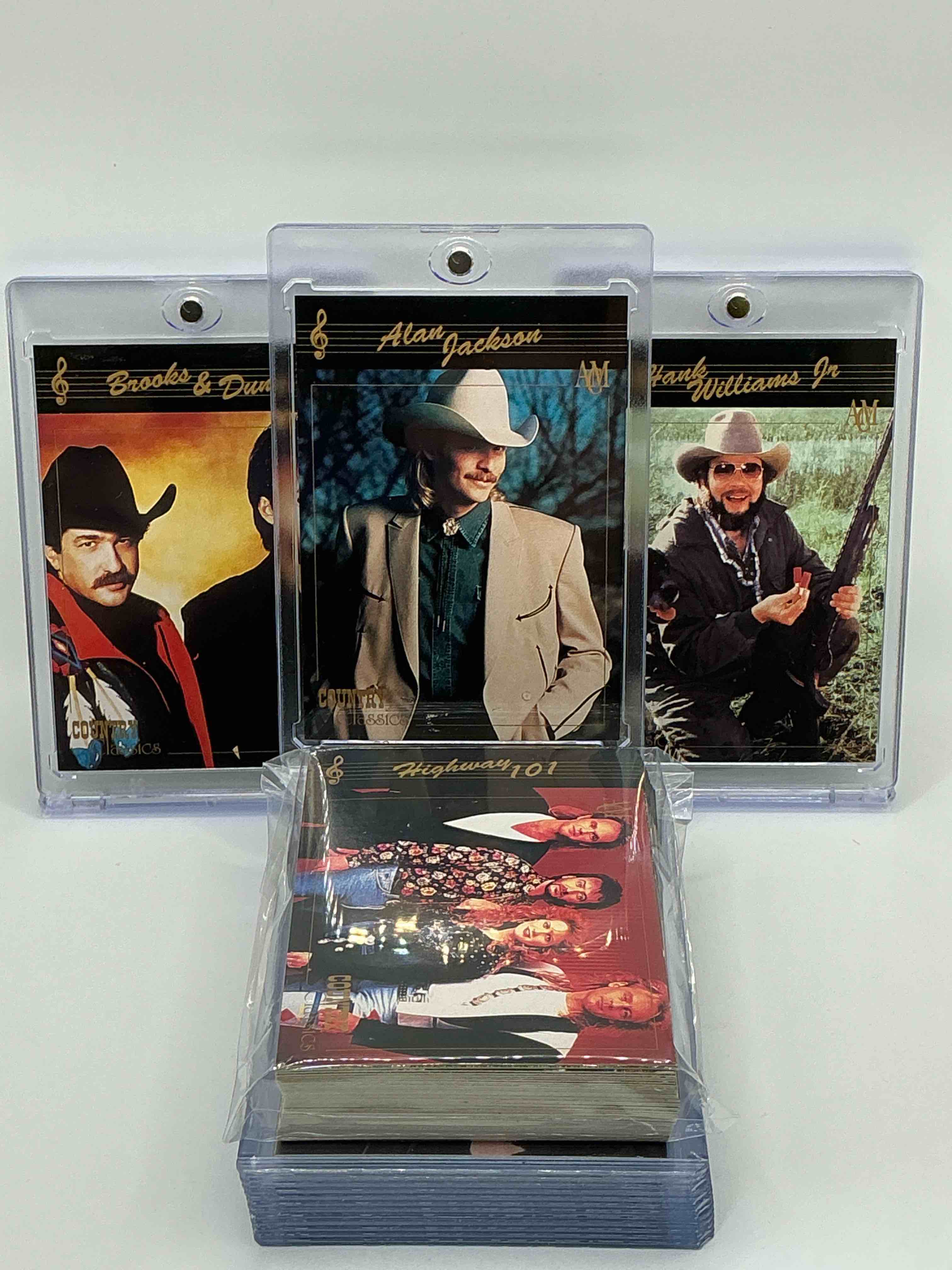 hank williams jr! brooks & dunn! allen jackson! wow! country classics series i collector’s cards! originally wrapped 1992 collector’s cards set, 100 cards includes! limited edition, grab them while you can!