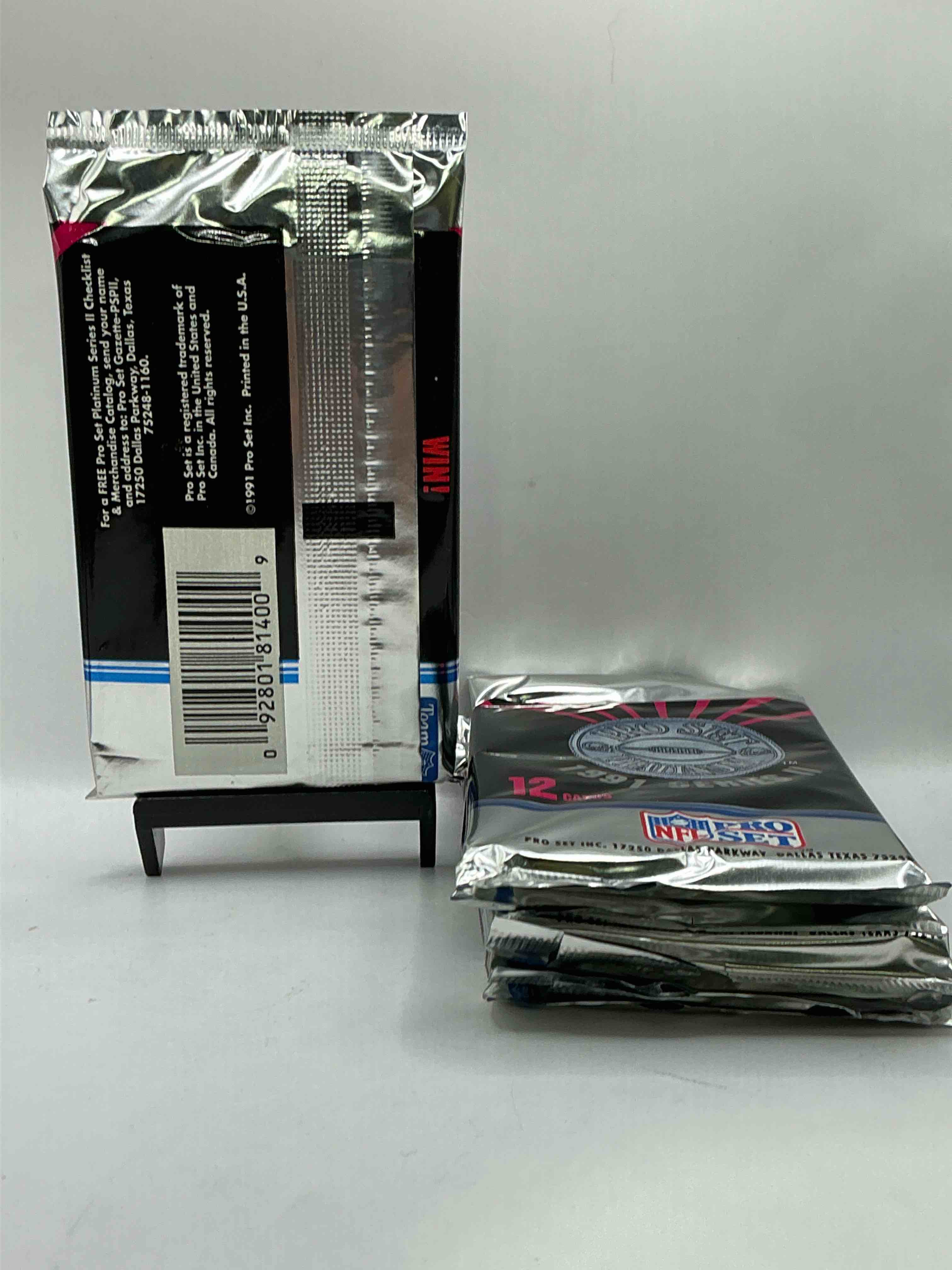 Condition photo showing New/Like New for 1991 Pro Set Platinum Edition Series II Unopened Packs! Search For Brett Favre Rookie & Bill Belichick Coach Rookie Card As Well As Santa Claus Card!