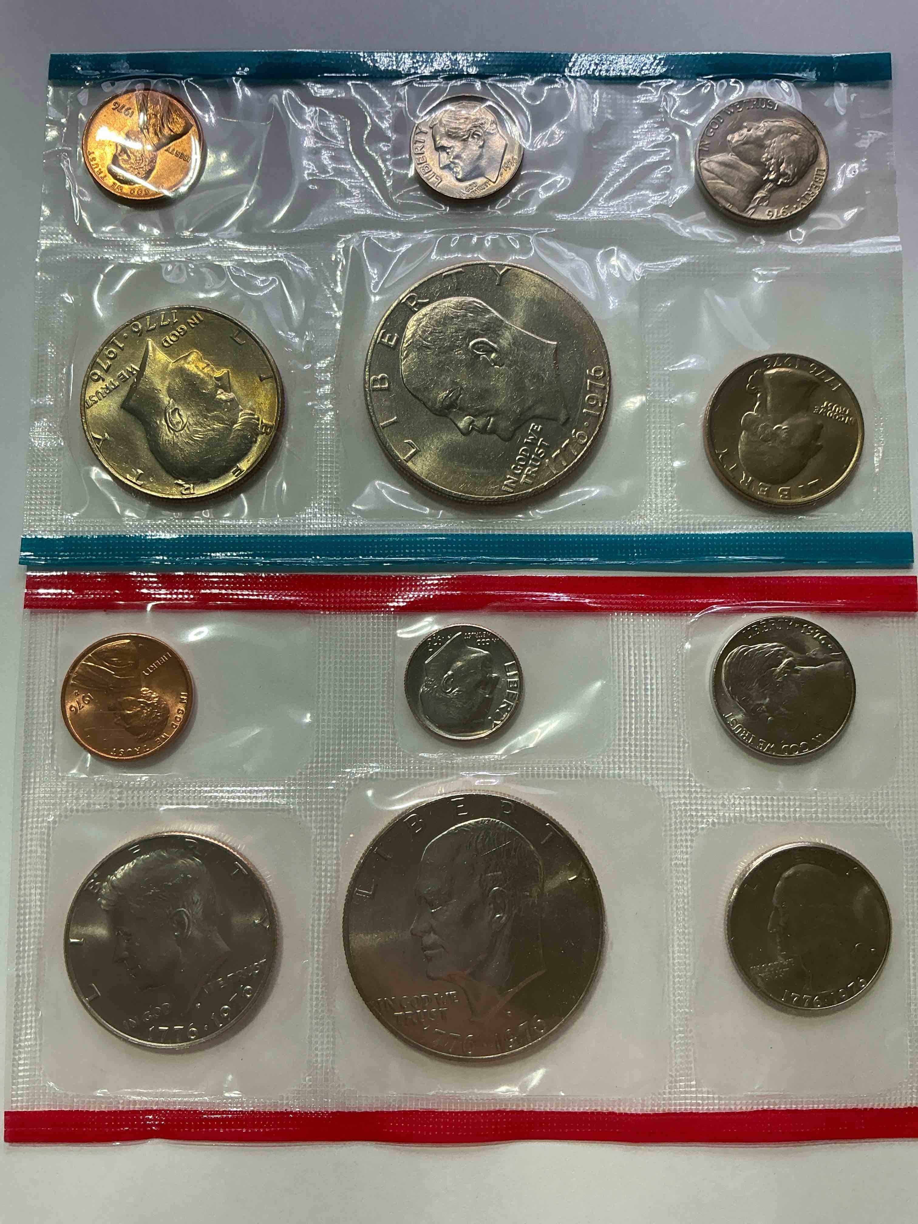 1976 Bicentennial Bliss! In 1976 The U.S. Mint Set Celebrating The 200 Year Anniversary Of America! 12 Coin Set Including Bicentennial Quarters, IKEs, Kennedy Halves & Pennies! Highly Desirable For Collectors! Own Pieces Of History & Celebrating America's 250 Year Anniversary Coming Soon!