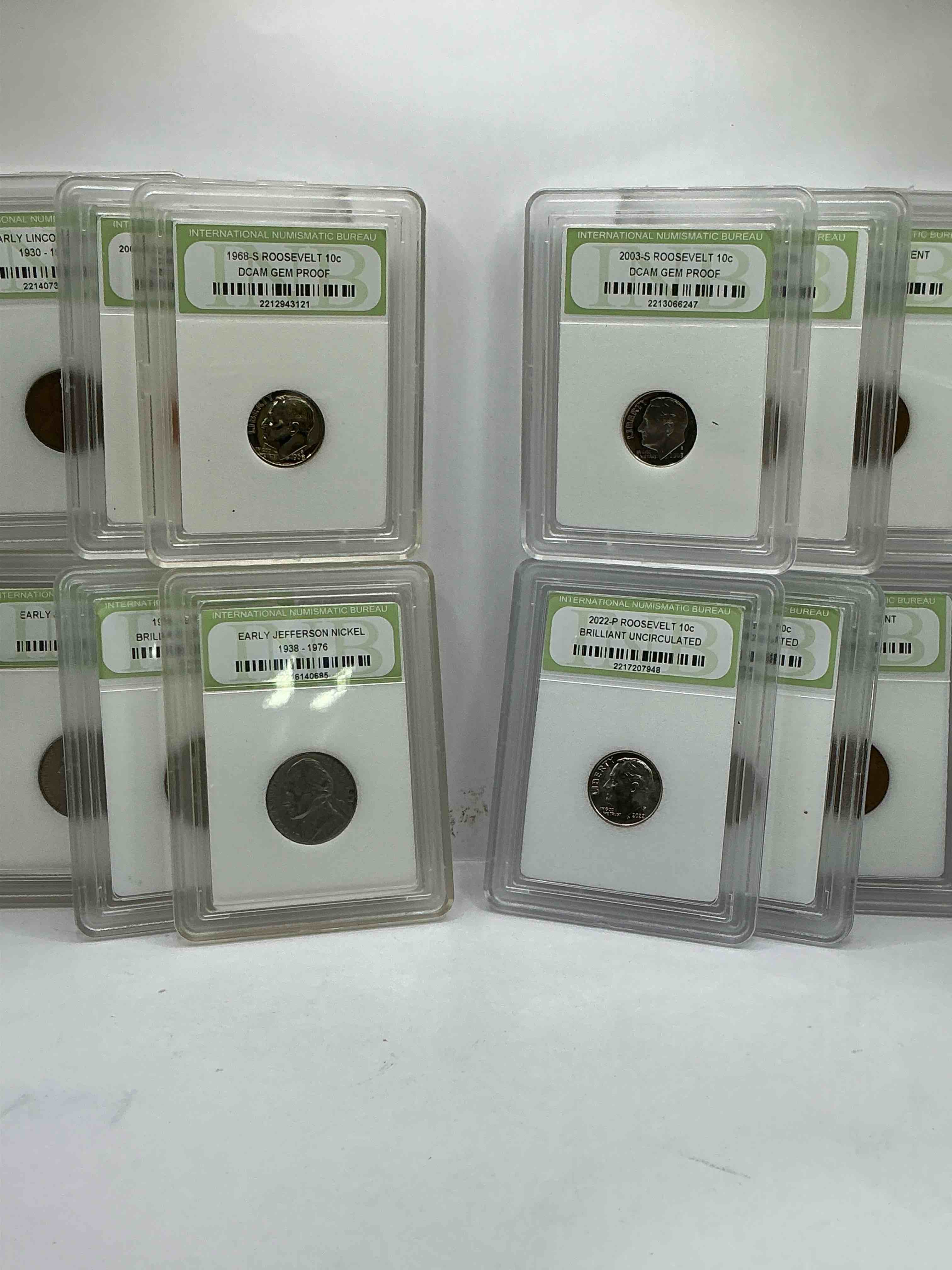 Condition photo showing New/Like New for Collector's Dream! 12 Different Rare, Slabbed U.S. Collector Coins In Certified/Catalogued Protective Slab Cases! A Great Way to Build An Incredible Collection Of Protected, Rare U.S. Coins! Great For The Coin Fan & Collector!