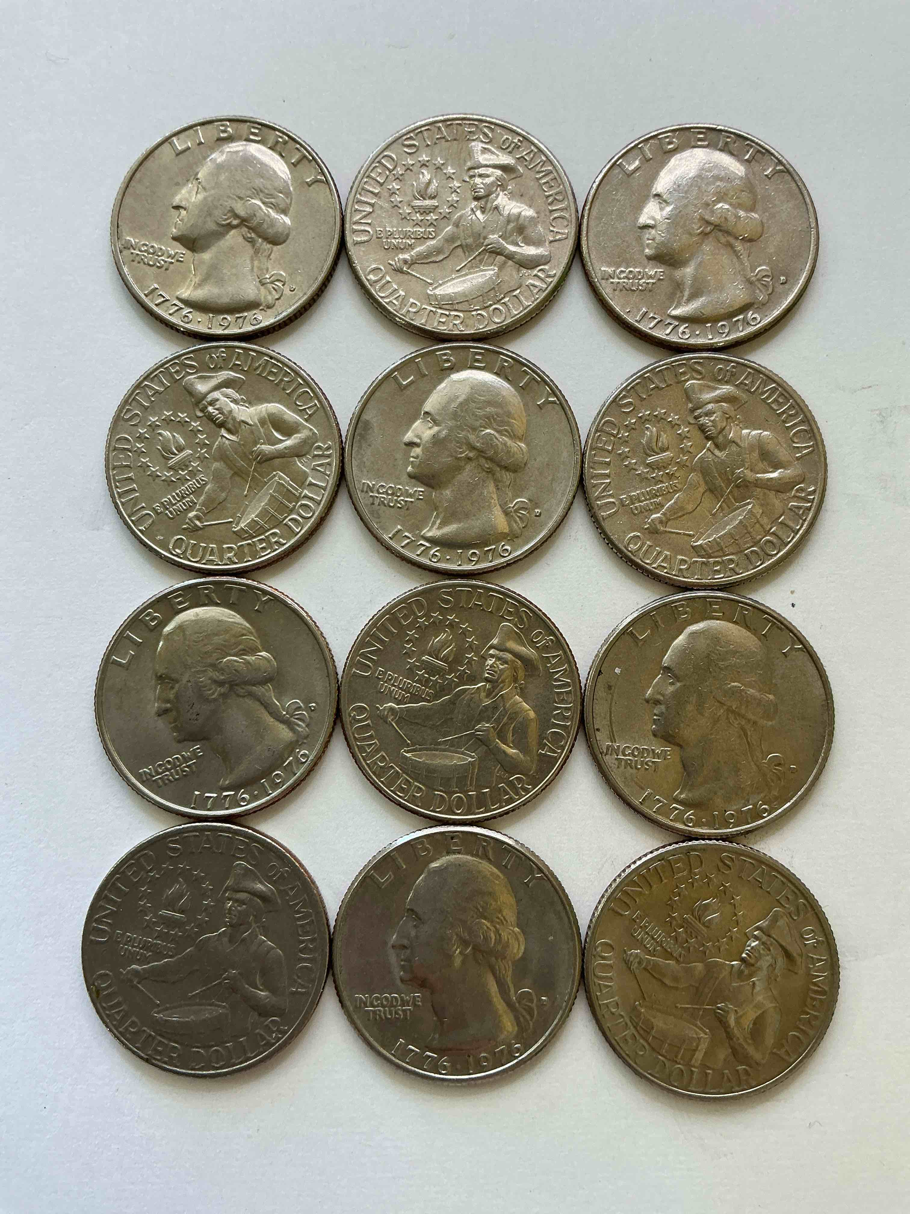 Condition photo showing Good Condition for 1976 Bicentennial Bliss! Quarters! In 1976 The U.S. Mint Produced Coins Celebrating The 200 Year Anniversary Of America. Up For Auction Are Awesome Examples Of Bicentennial Quarters Produced For This... The Infamous 200 Year Anniversary Edition! Highly Desirable For Collectors! Own Pieces Of History & Get Ready For America's 250 Year Anniversary Coming Soon!