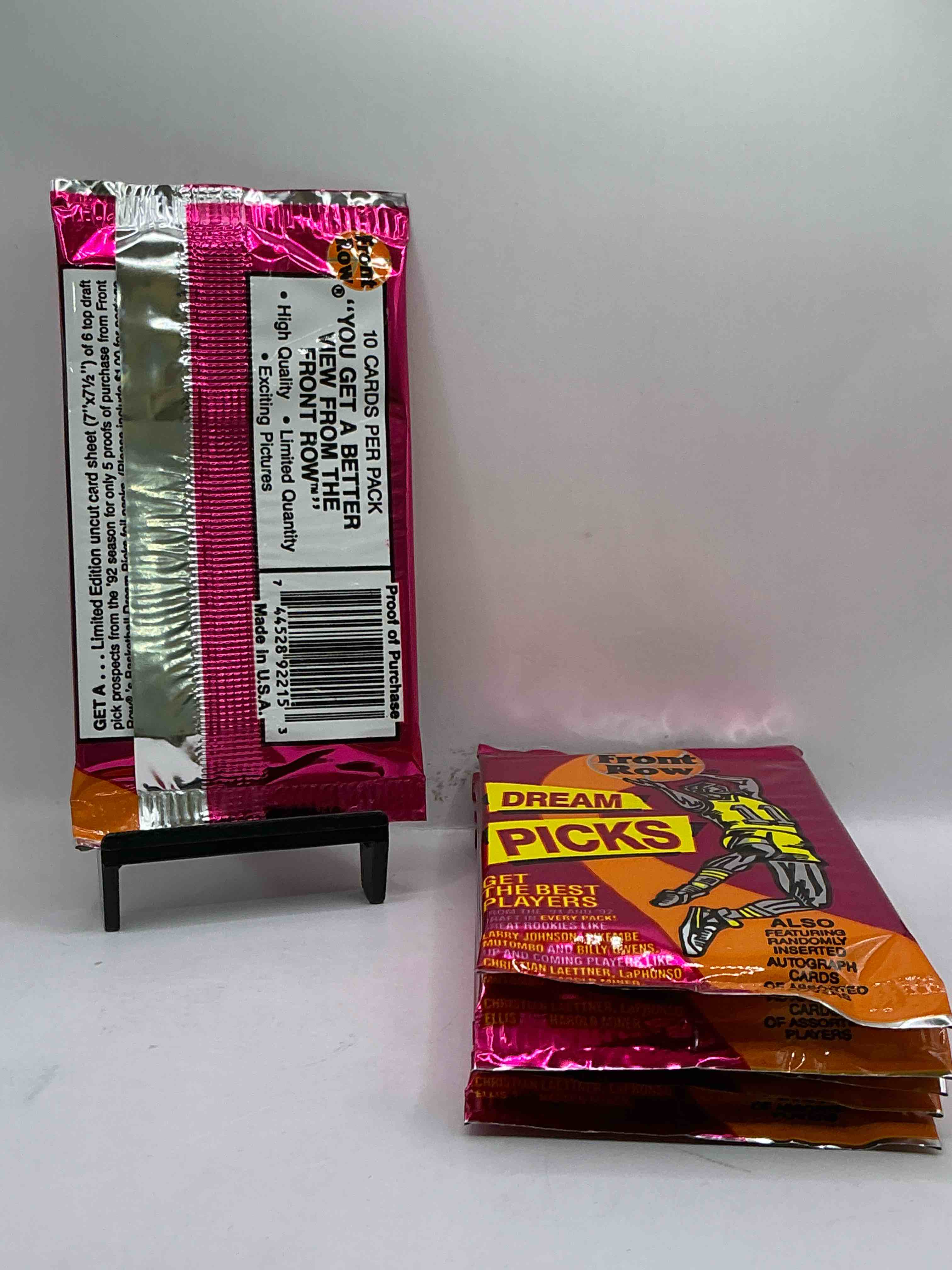 Condition photo showing New/Like New for 1991 Throwback Rarity! Here's Something You've Probably NEVER Seen! 1991 Front Row College Basketball / NBA Unopened Sealed Packs, Direct From Sealed Original Retail Case! Includes Randomly Inserted Rare Autograph Cards! Front Row Was The “Original" College Jersey Card Packs Back In The Day & Has Long Been Defunct. These Cards Are Becoming Serious Collector Items Due To Their Scarcity. These Things Are Serious Rare! Own Some Great Sports Card History & Something You'll Rarely See Again!