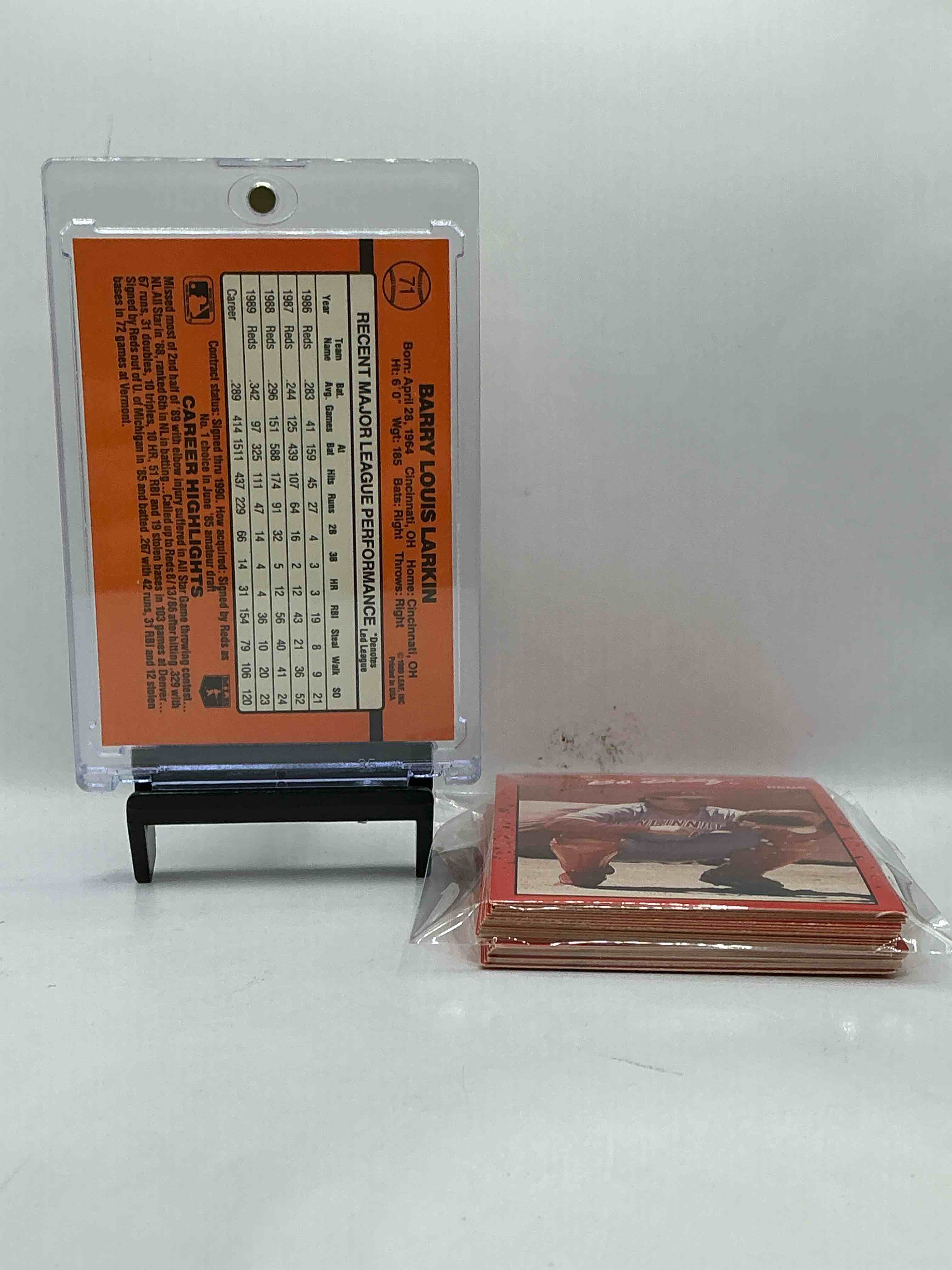 Condition photo showing New/Like New for 1990 Donruss Baseball Complete REDS Team Set! 26 Of The Best Reds From The Year Including Legends Like Barry Larkin & Ken Griffey! Reds Fans Rejoice!