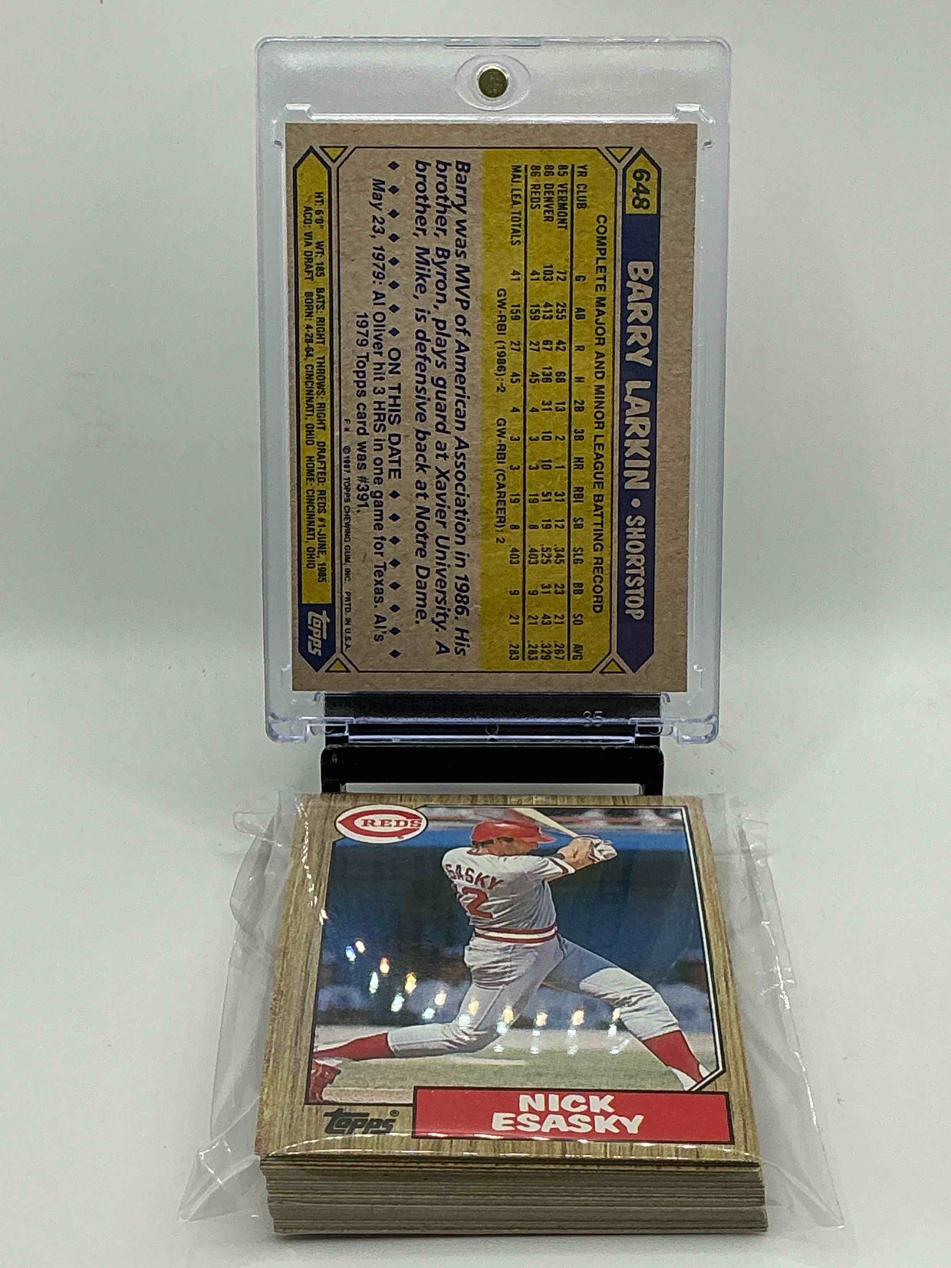 Condition photo showing New/Like New for 1987 Topps Baseball REDS Set! 27 Card Reds Set! Legends Like Barry Larkin, Dave Concepcion & So Many More!