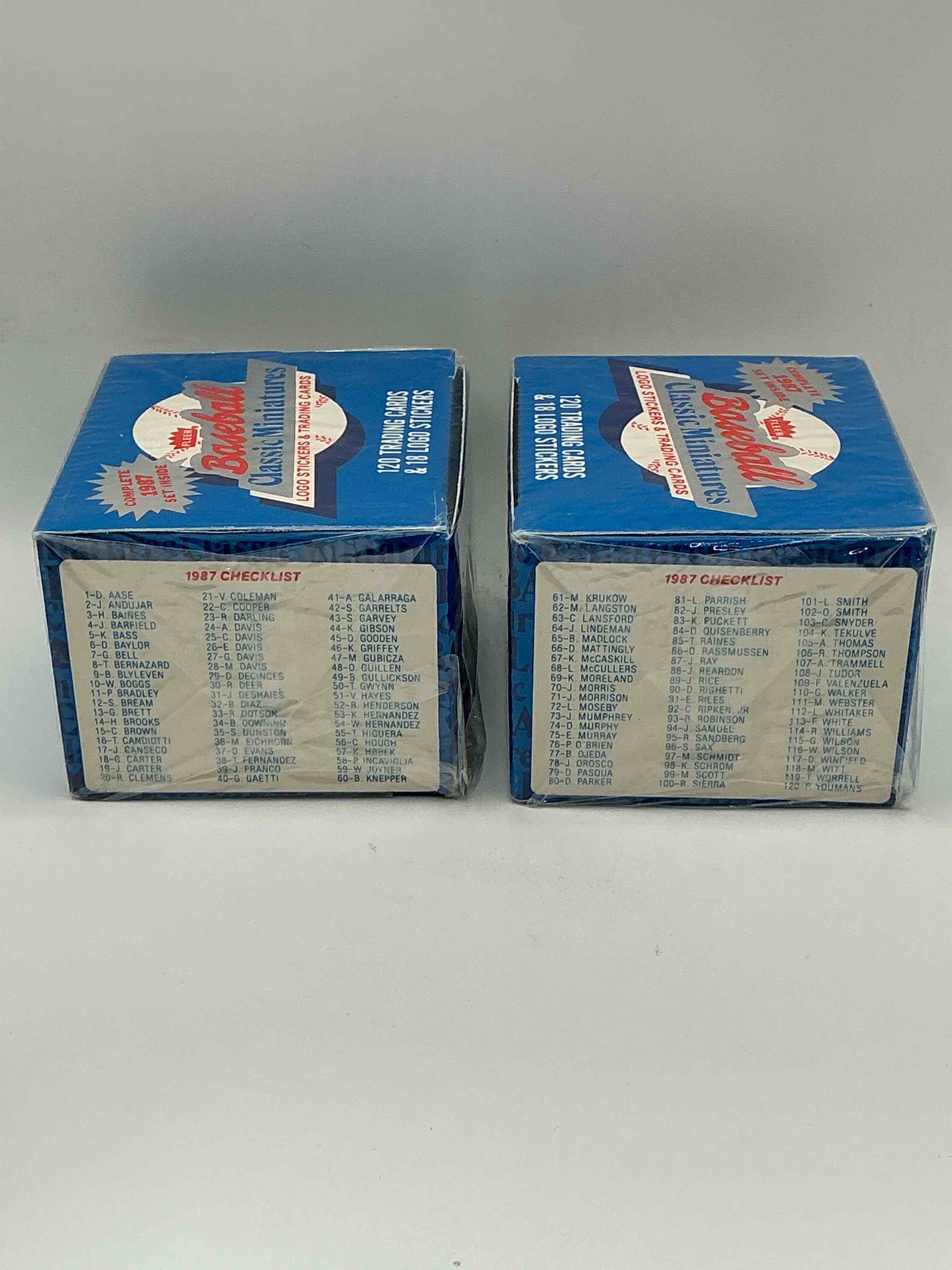 Condition photo showing New/Like New for 1987 Fleer Baseball Updated Mini Series Set Box! Logo Stickers & Trading Cards, Look For Your Favorite Baseball Legends! Mattingly, Ripken, Puckett & More! Search For These Legends & More In This 1987 Fleer Baseball Still Originally Wrapped Box!
