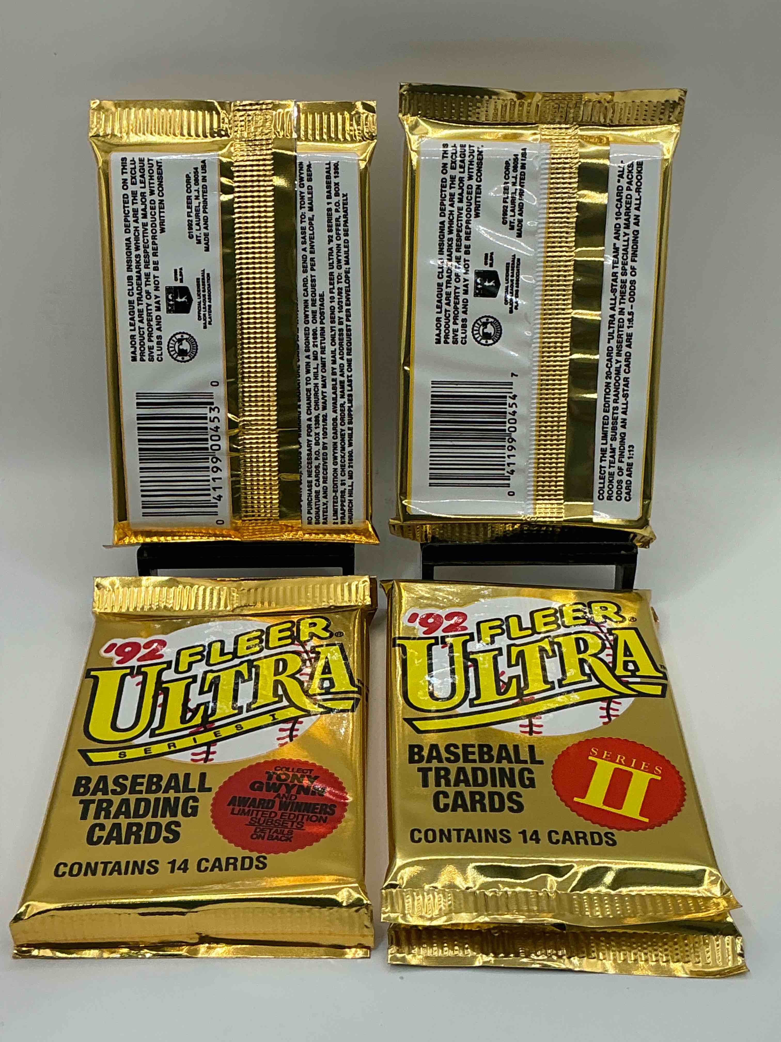 Condition photo showing New/Like New for 1992 Fleer Ultra Series I & II Baseball Sealed Card Pack, Direct From Original Sealed Retail Case! Search For Valuable Early Ken Griffey Jr., Nolan Ryan, Cal Ripken Jr. & Much More In This Premium Card Set! These Cards Are Gorgeous!