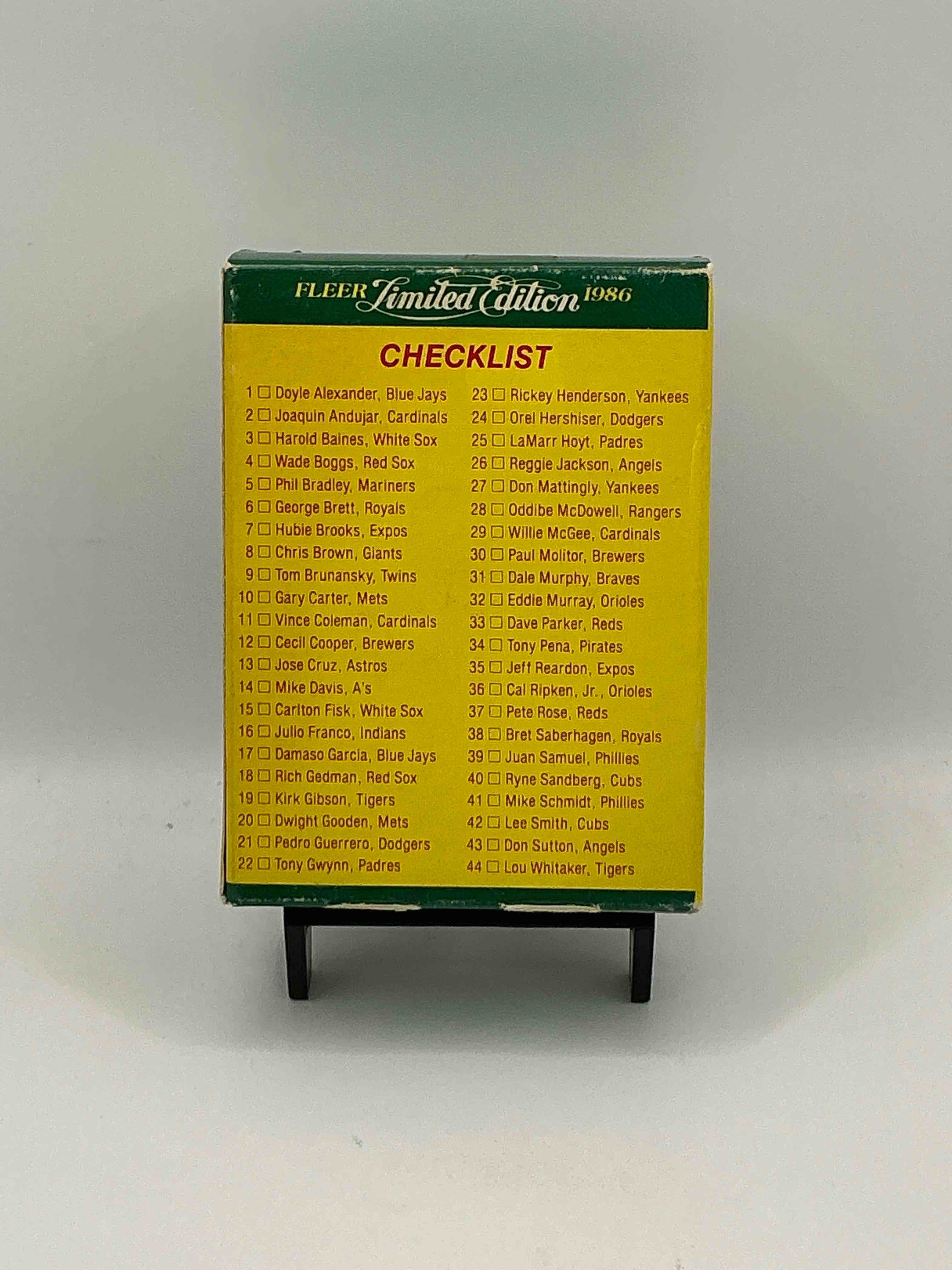 Condition photo showing New/Like New for Limited Edition Baseball Super Stars Logo Stickers! Complete 1986 Set Inside! WOW! Unopened! Fleer Complete Set, Wade Boggs, George Brett, Tony Gwynn, Rickey Henderson & More!