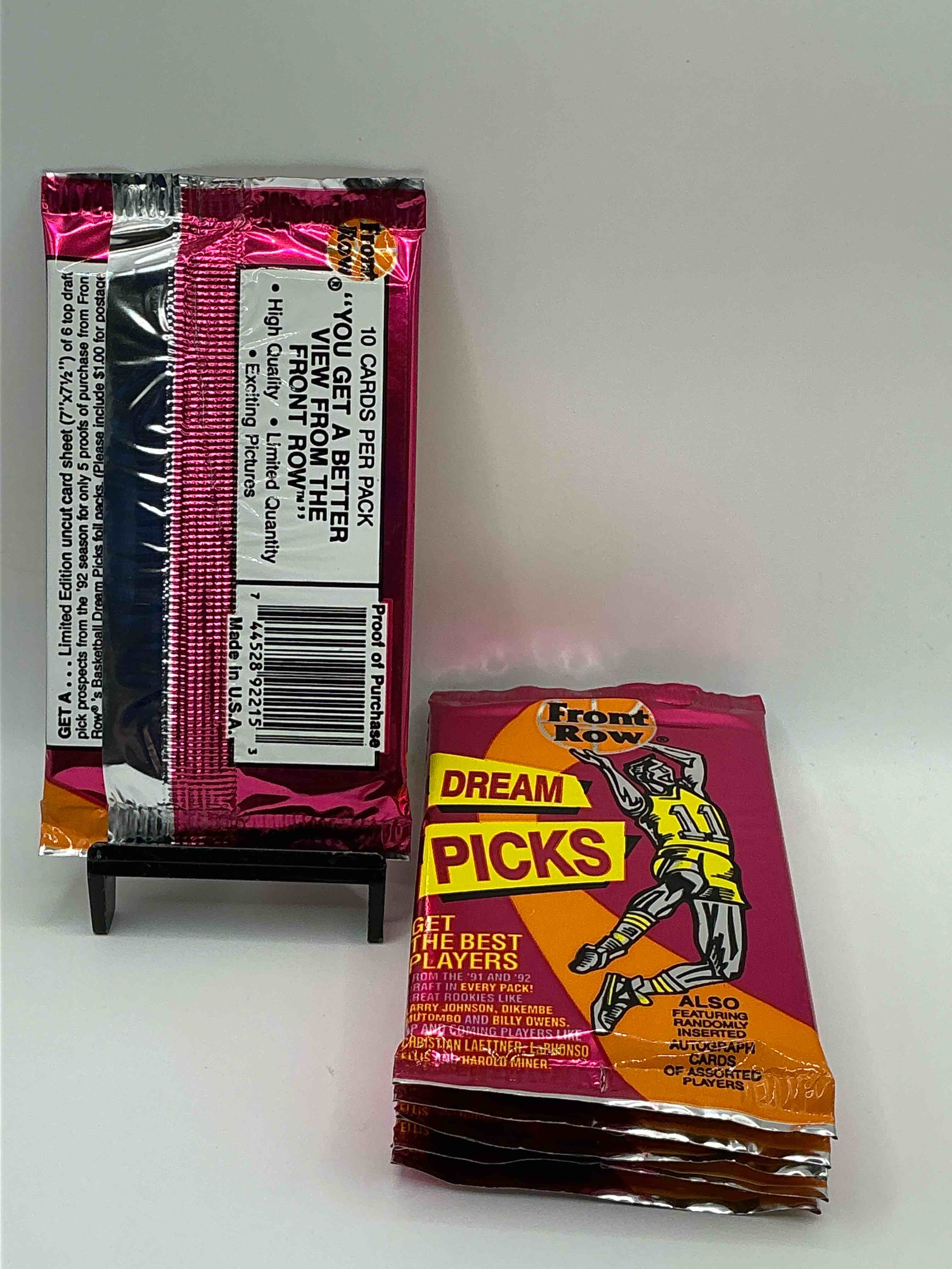 Condition photo showing New/Like New for 1991 Throwback Rarity! Here's Something You've Probably NEVER Seen! 1991 Front Row College Basketball / NBA Unopened Sealed Packs, Direct From Sealed Original Retail Case! Includes Randomly Inserted Rare Autograph Cards! Front Row Was The “Original" College Jersey Card Packs Back In The Day & Has Long Been Defunct. These Cards Are Becoming Serious Collector Items Due To Their Scarcity. These Things Are Serious Rare! Own Some Great Sports Card History & Something You'll Rarely See Again!