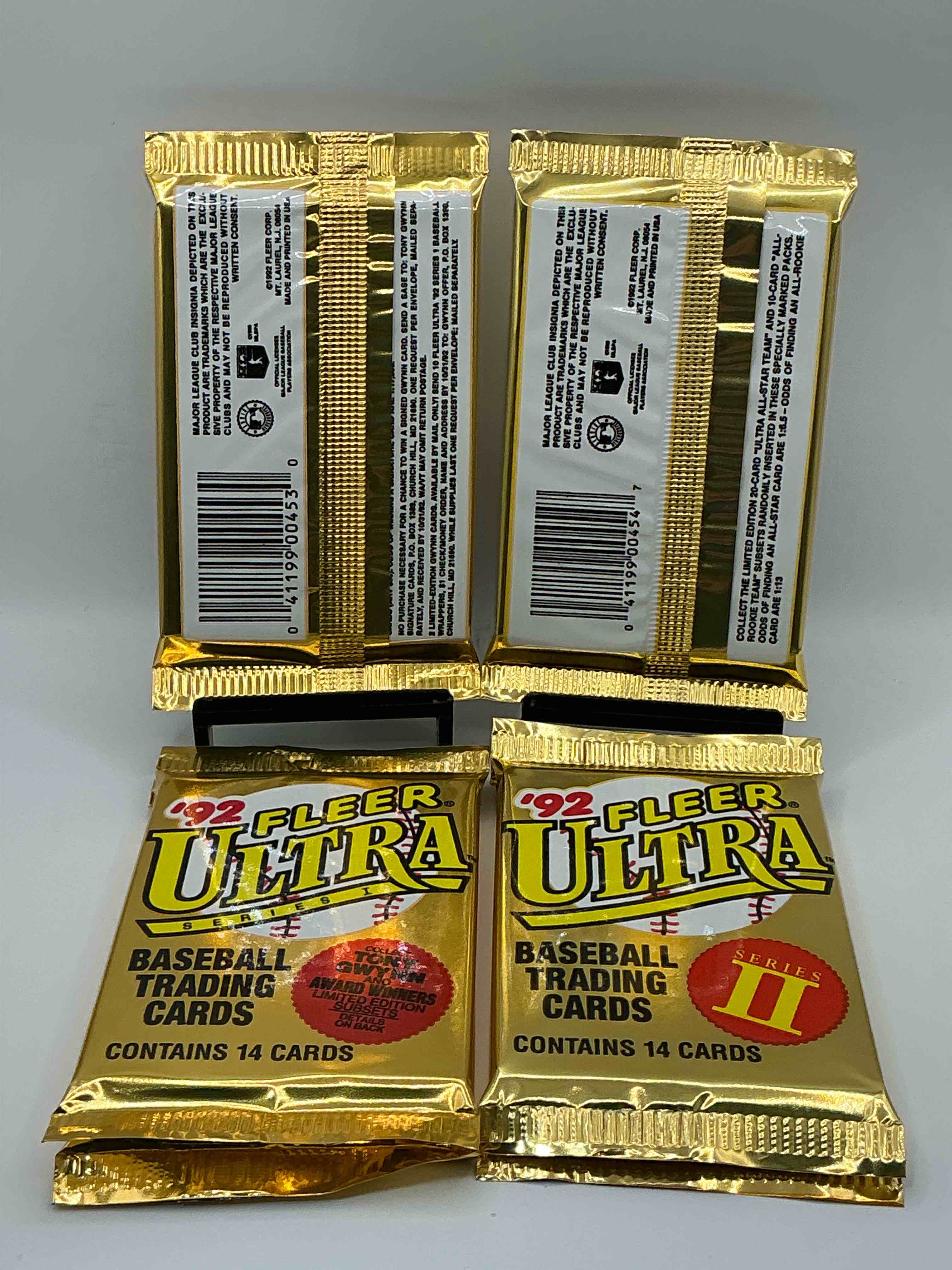 Condition photo showing New/Like New for 1992 Fleer Ultra Series I & II Baseball Sealed Card Pack, Direct From Original Sealed Retail Case! Search For Valuable Early Ken Griffey Jr., Nolan Ryan, Cal Ripken Jr. & Much More In This Premium Card Set! These Cards Are Gorgeous!