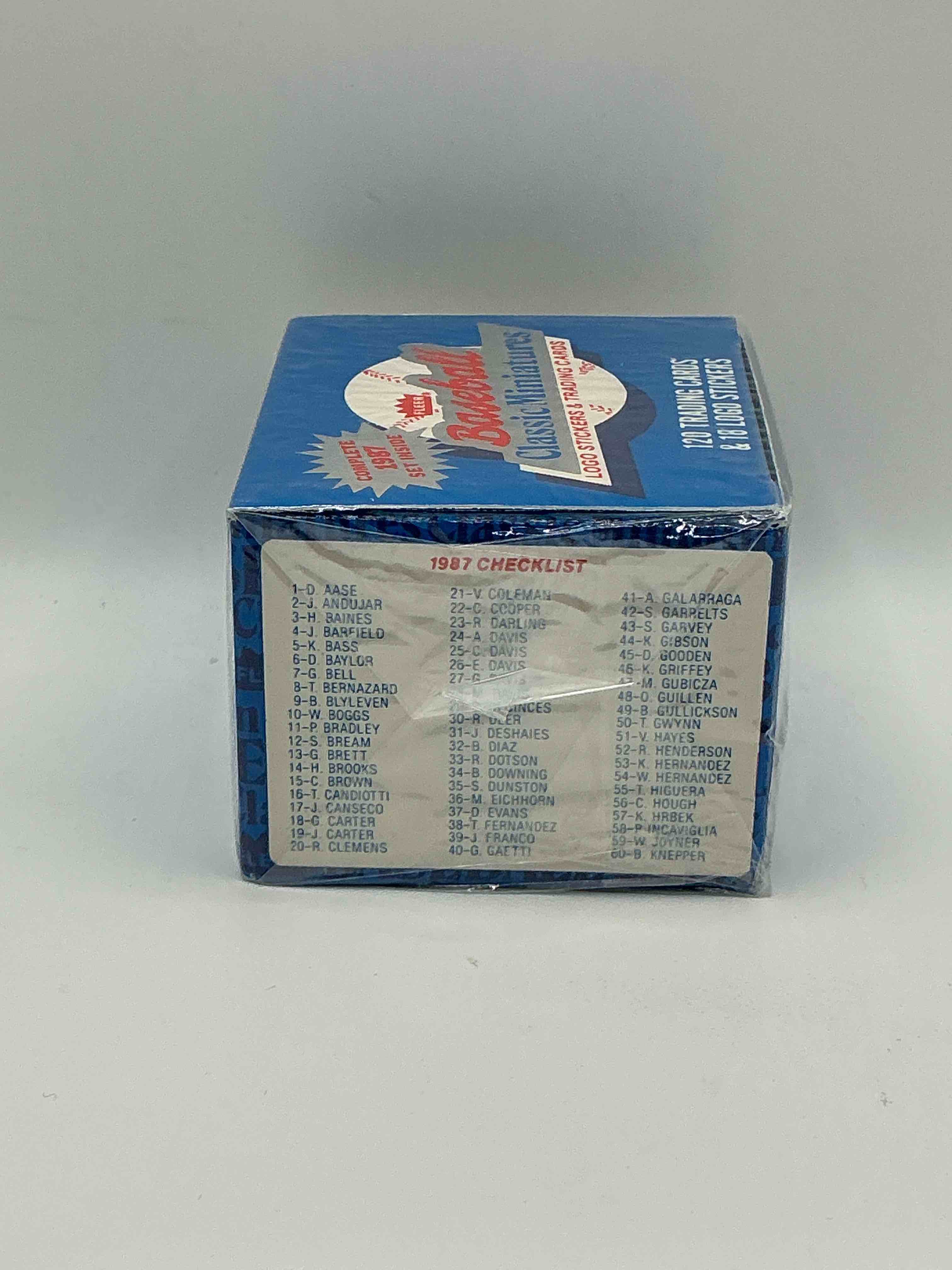 Condition photo showing New/Like New for 1987 Miniature Baseball Complete Sets! Logo & Sticker Trading Cards! Fleer 1987 Mini Baseball Boxes!