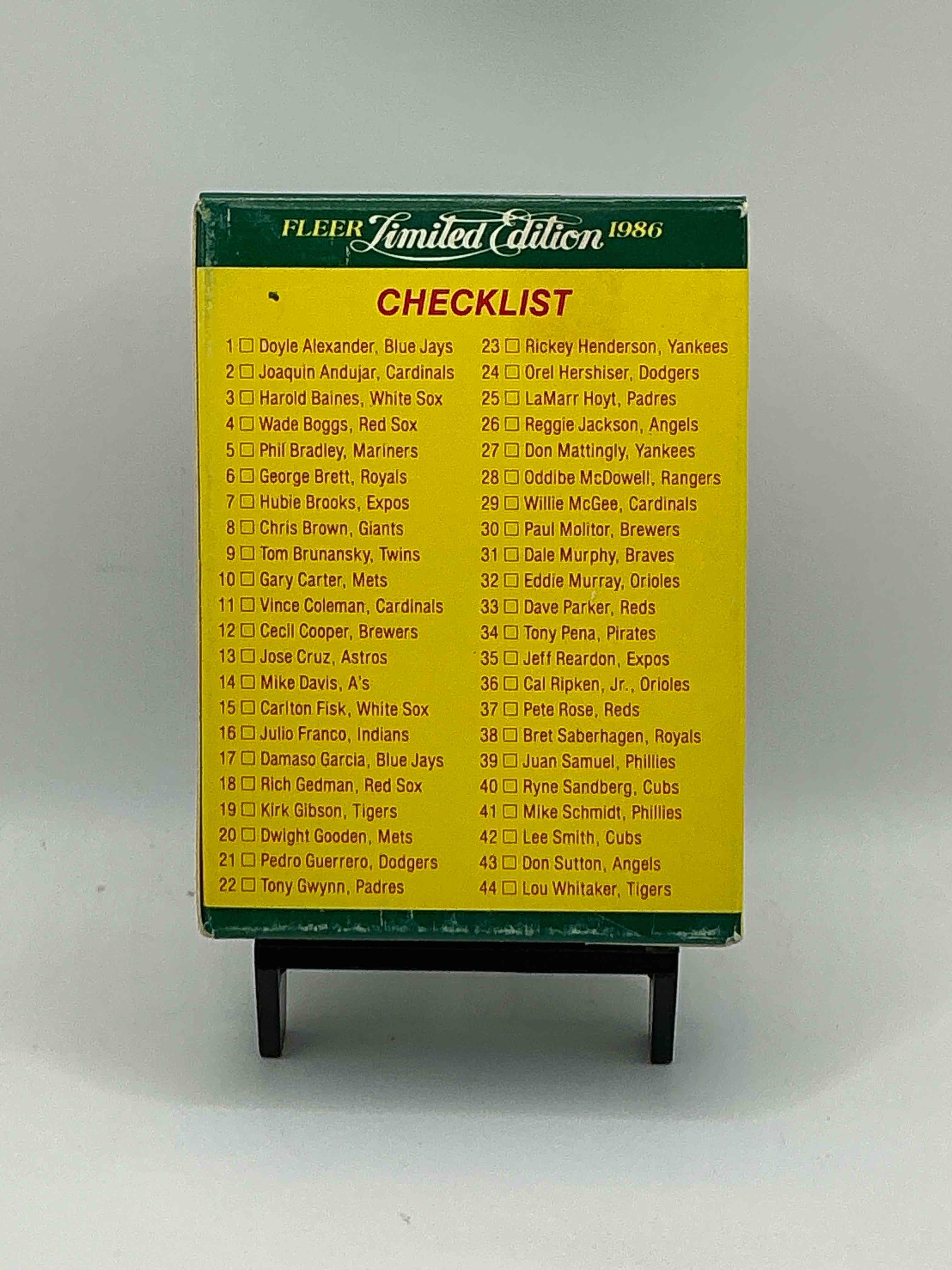 Condition photo showing New/Like New for Limited Edition Baseball Super Stars Logo Stickers! Complete 1986 Set Inside! WOW! Unopened! Fleer Complete Set, Wade Boggs, George Brett, Tony Gwynn, Rickey Henderson & More!