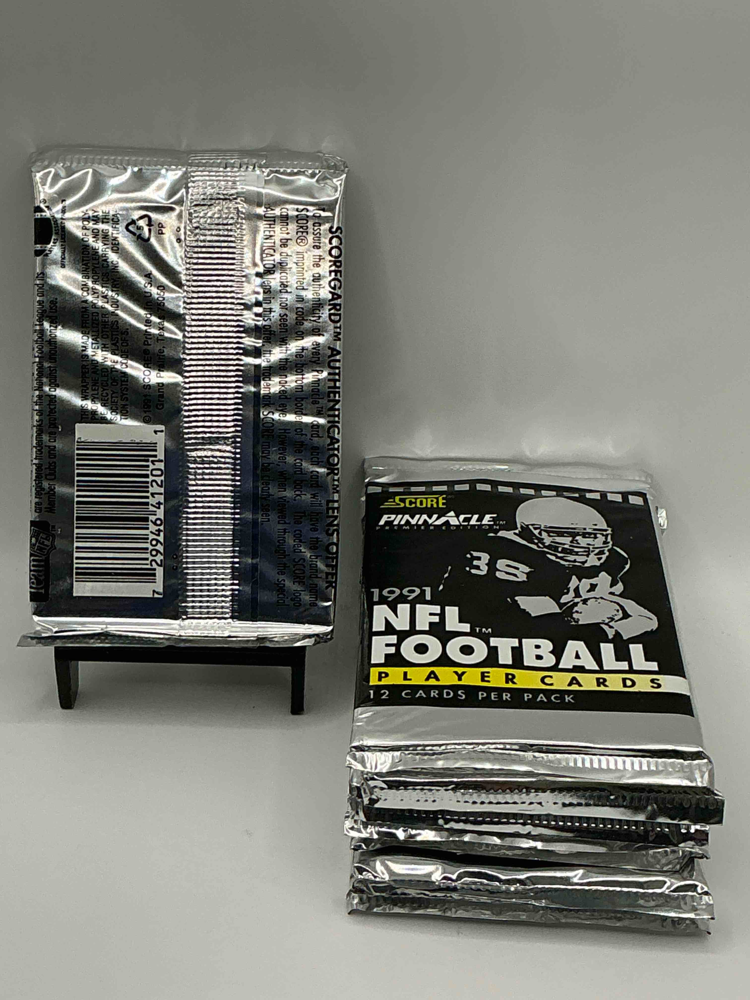 Condition photo showing New/Like New for 1991 Pinnacle Premier Edition Score Unopened Sports Card Packs Direct From Original Box! Search For Valuable Emmitt Smith Cards & Other Stars!