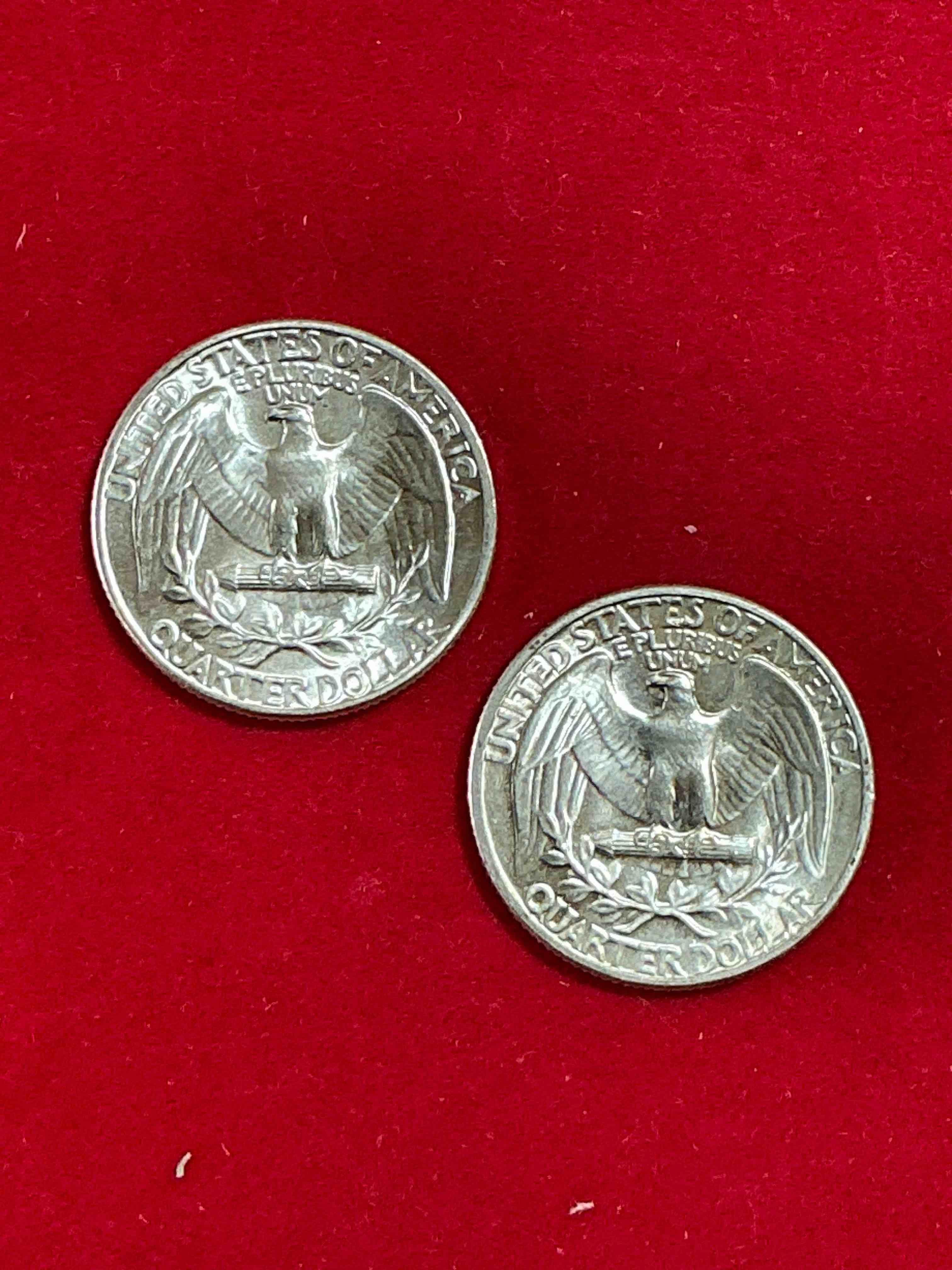 Condition photo showing New/Like New for George Washington Brilliant Uncirculated World War II Silver! Pre 1965 U.S. Quarter Dollar Coins Were Actually Silver, Here Are Great Examples Of Awesome, Pristine George Washington Silver Quarter, Stunning & Uncirculated! Rare Mints! Great For Investing In Precious Metals! These Coins Were Minted At 90% Silver and 10% Copper, Giving Them A Net Weight Of .18084 Ounces Of Pure Silver Per Coin! Very Hard To Find, Stunning! Invest In Fine U.S. Silver!