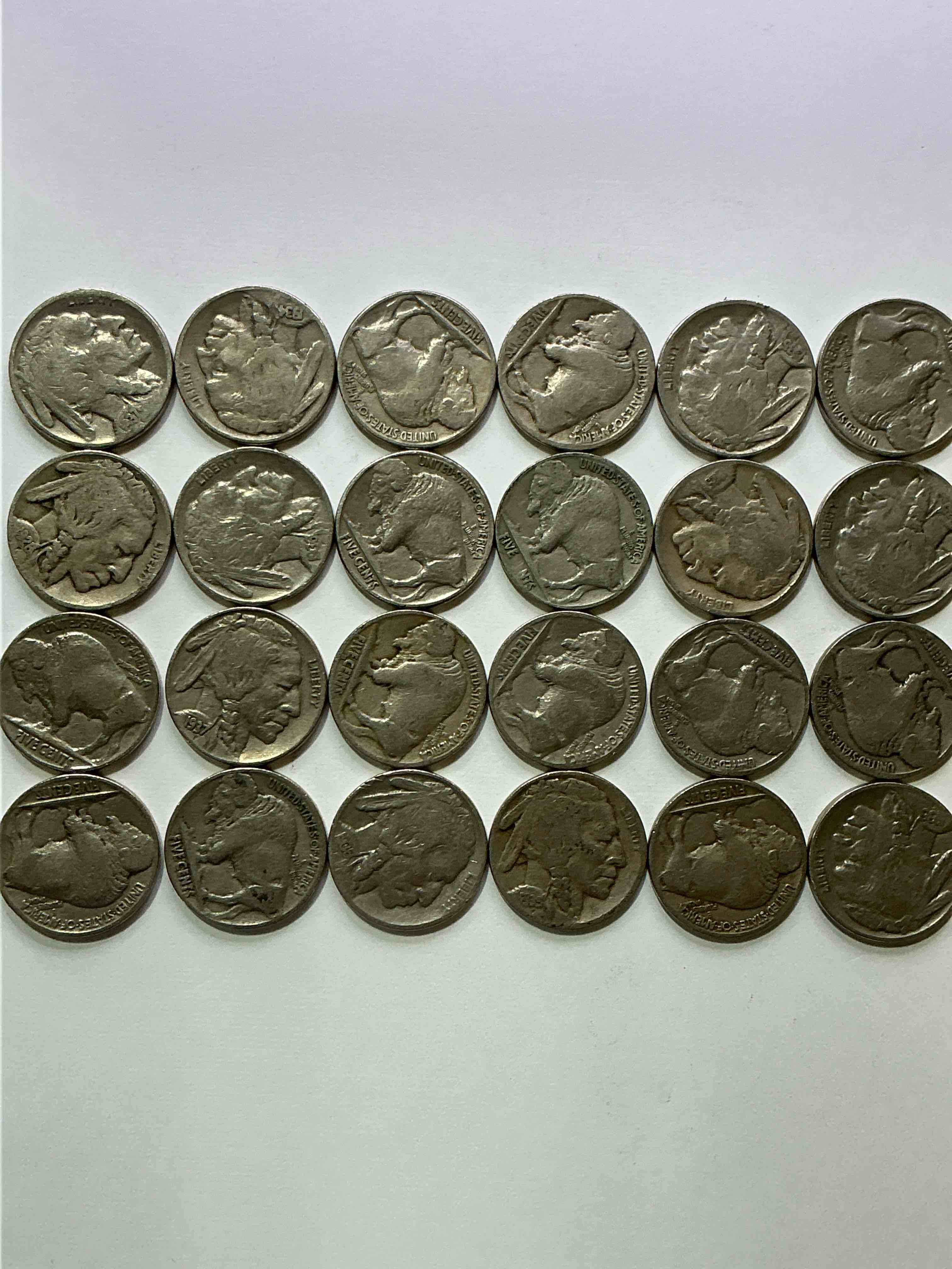 Condition photo showing Good Condition for Historic Buffalo Nickels! Indian Head Buffalo Nickels Were Minted From 1913 To 1938 & Have Become A Favorite For Coin Collectors Around The World! Own Pieces Of American History With These Cool Indian Head Buffalo Nickels In Circulated Condition, Most With Visible Dates Which Is Very Rare For Buffalo Nickels!