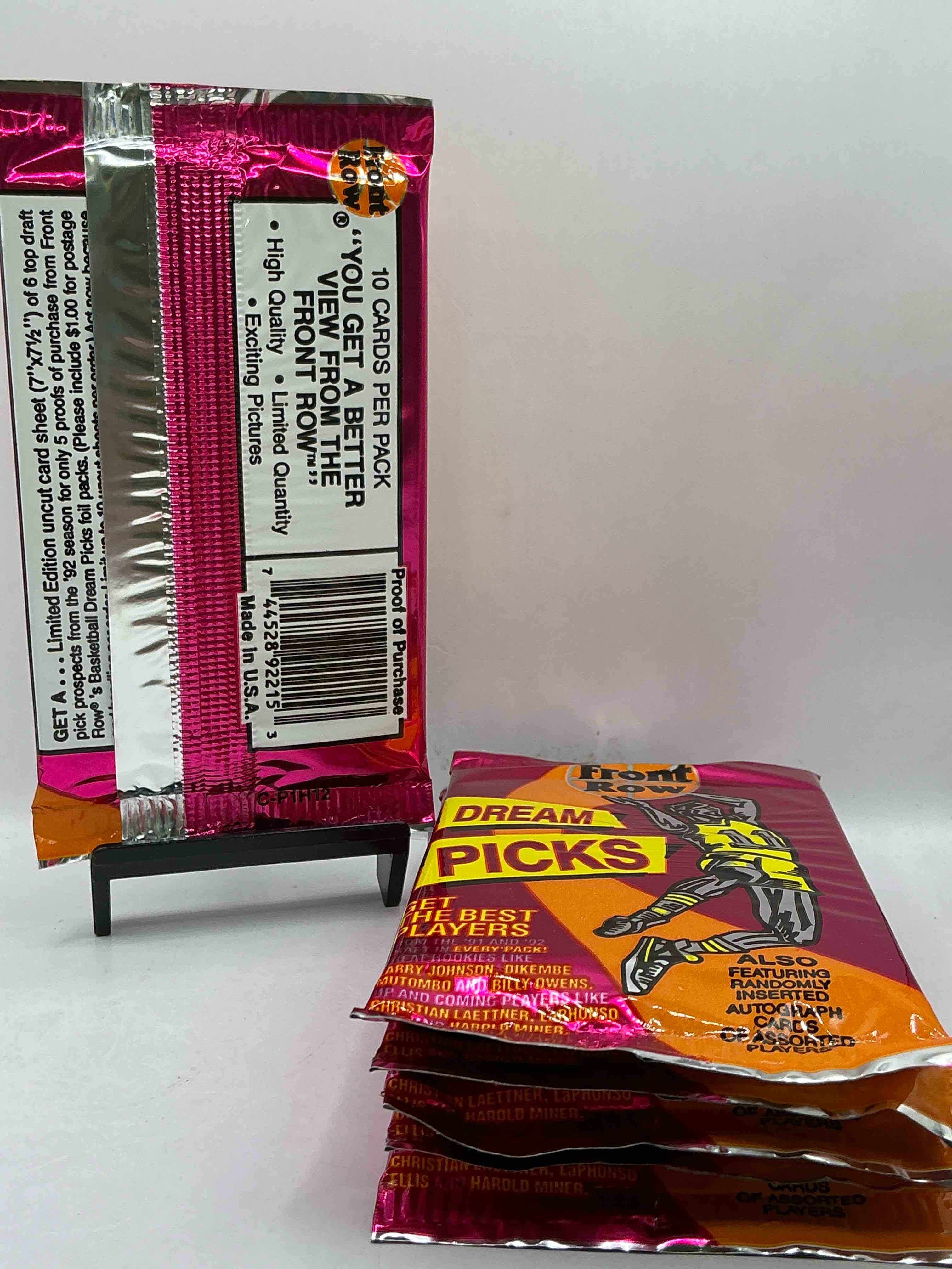 Condition photo showing New/Like New for 1991 Throwback Rarity! Here's Something You've Probably NEVER Seen! 1991 Front Row College Basketball / NBA Unopened Sealed Packs, Direct From Sealed Original Retail Case! Includes Randomly Inserted Rare Autograph Cards! Front Row Was The “Original" College Jersey Card Packs Back In The Day & Has Long Been Defunct. These Cards Are Becoming Serious Collector Items Due To Their Scarcity. These Things Are Serious Rare! Own Some Great Sports Card History & Something You'll Rarely See Again!