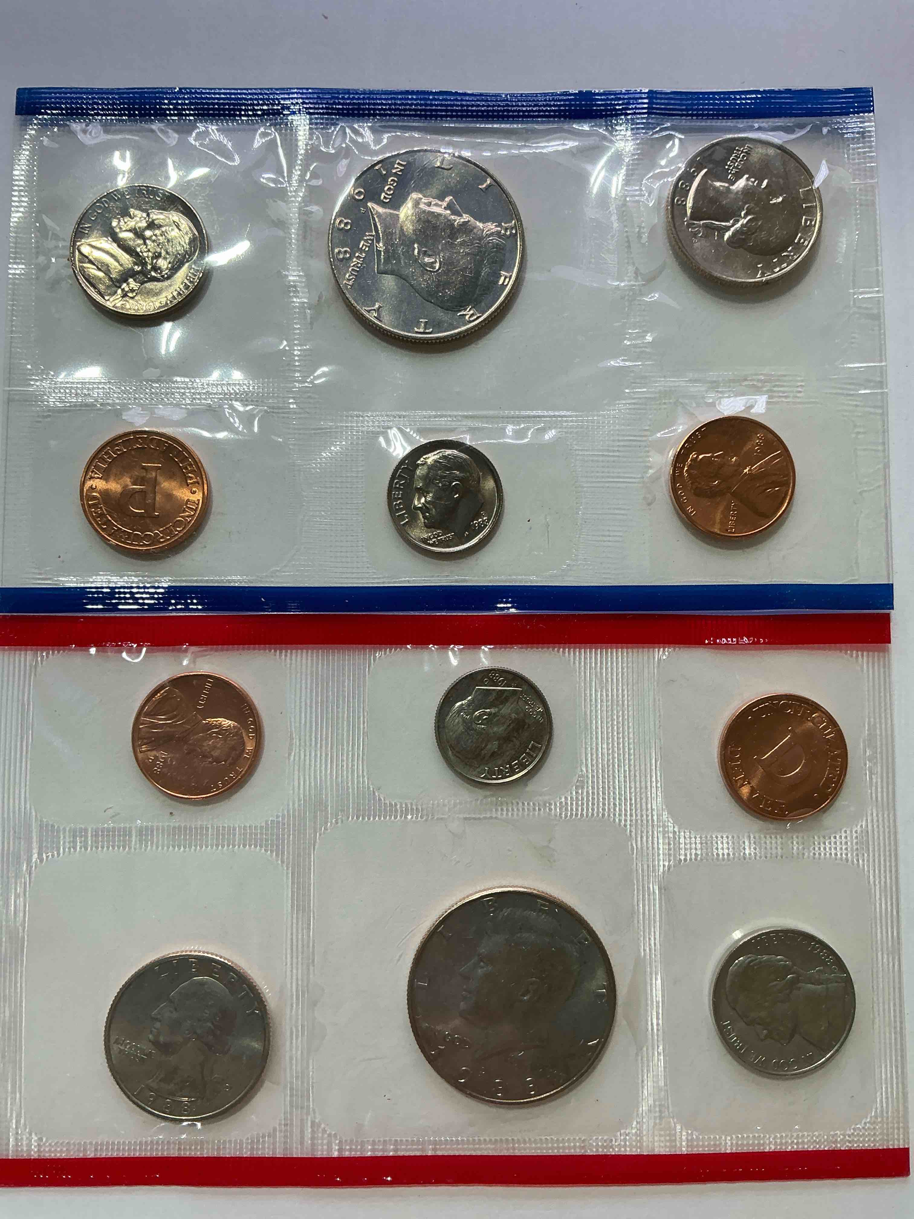 Condition photo showing New/Like New for 1988 Mint Coins! 12 Coin Lot, All Uncirculated! Half Dollars, Pennies, Quarters, Nickels & Dimes! WOW!
