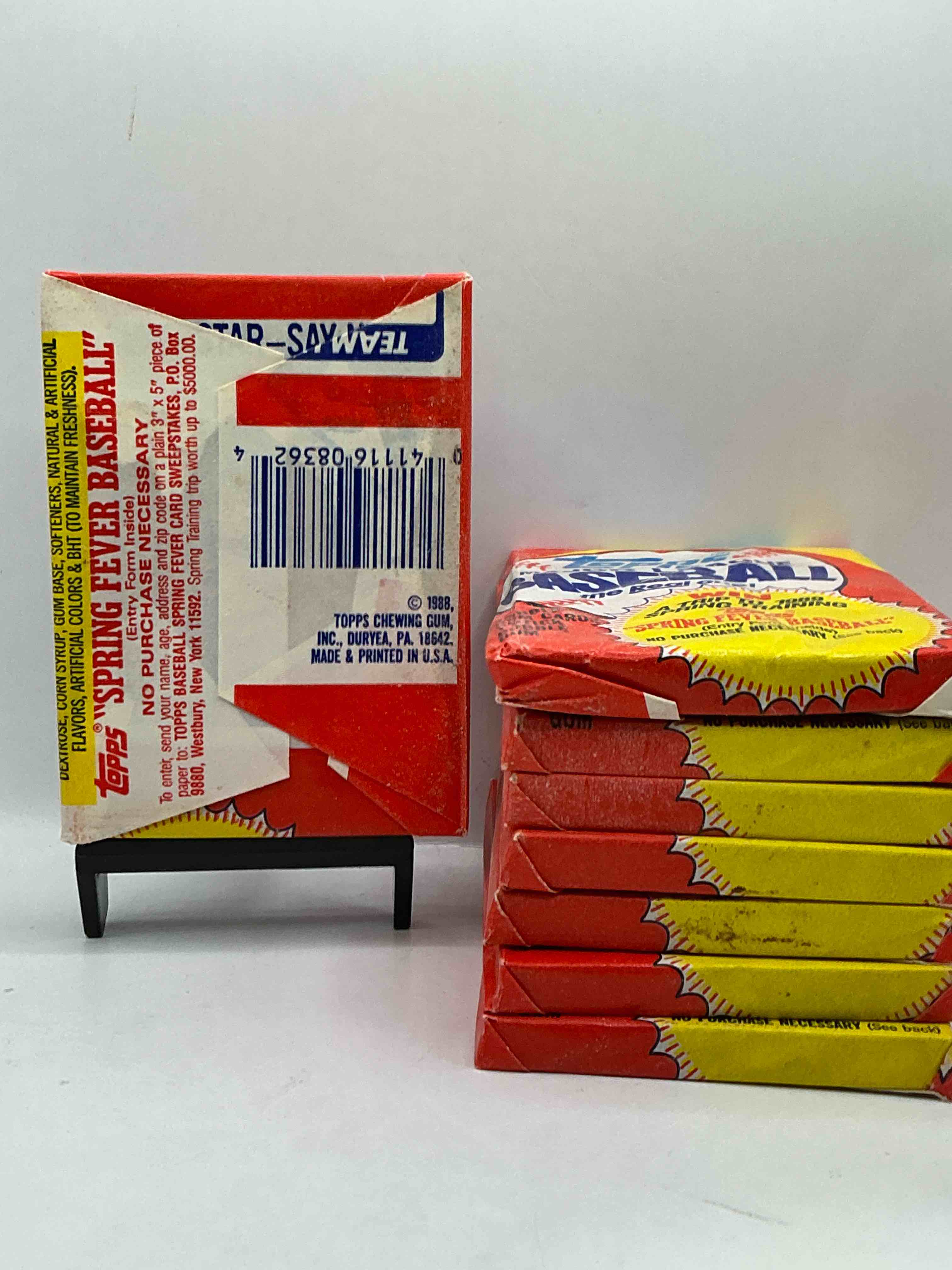 Condition photo showing New/Like New for 80's Baseball Fan's Rejoice! 1988 Topps Baseball Unopened Wax Packs Full Of Collectible Trading Cards! Search For Valuable Don Mattingly "World Of Baseball" & Nolan Ryan Cards Worth Hundreds In Perfect Condition!