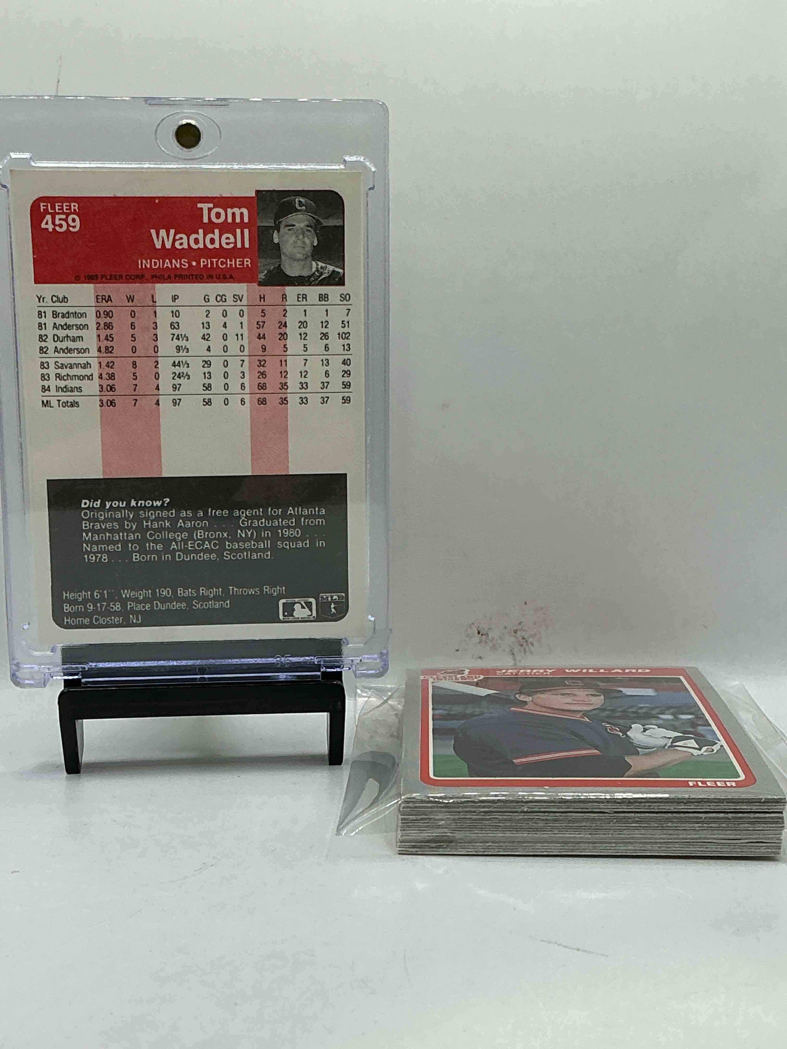 Condition photo showing New/Like New for 1985 Fleer Indians Team Set! 24 Card Craziness! Jerry Willard, Tom Waddell & More! Cleveland Indians!