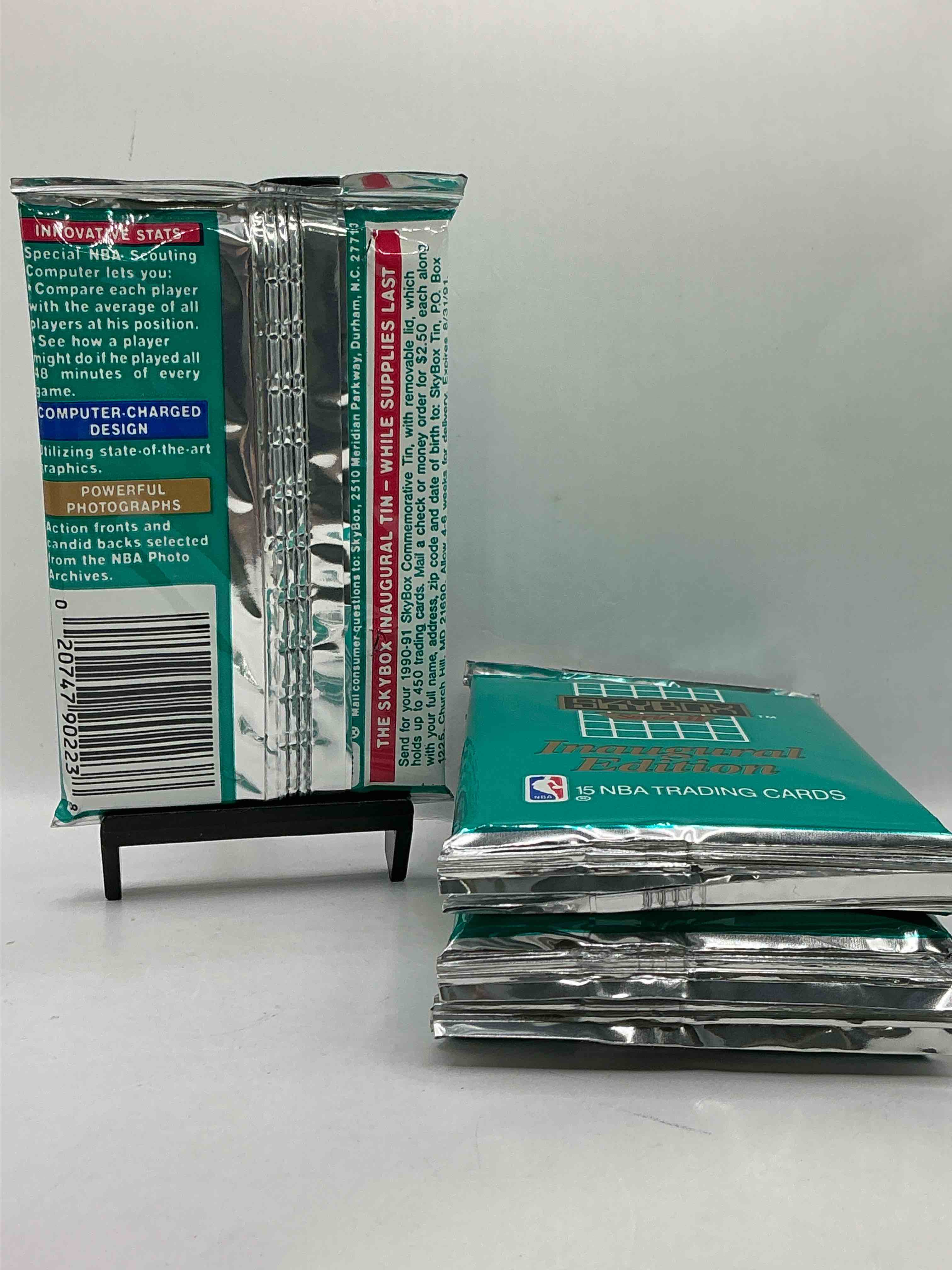Condition photo showing New/Like New for Michael Jordan, Magic Johnson & More! Search For So Many NBA Legends & Stars! 1990-91 Skybox Unopened Pocks! Direct From Original Box! These Packs Are Sought After For Ther Eye-Catching Teal Look & Awesome Cards! Search For Valuable Michael Jordan, Larry Bird & Magic Johnson Cards! Along With Other Stars!