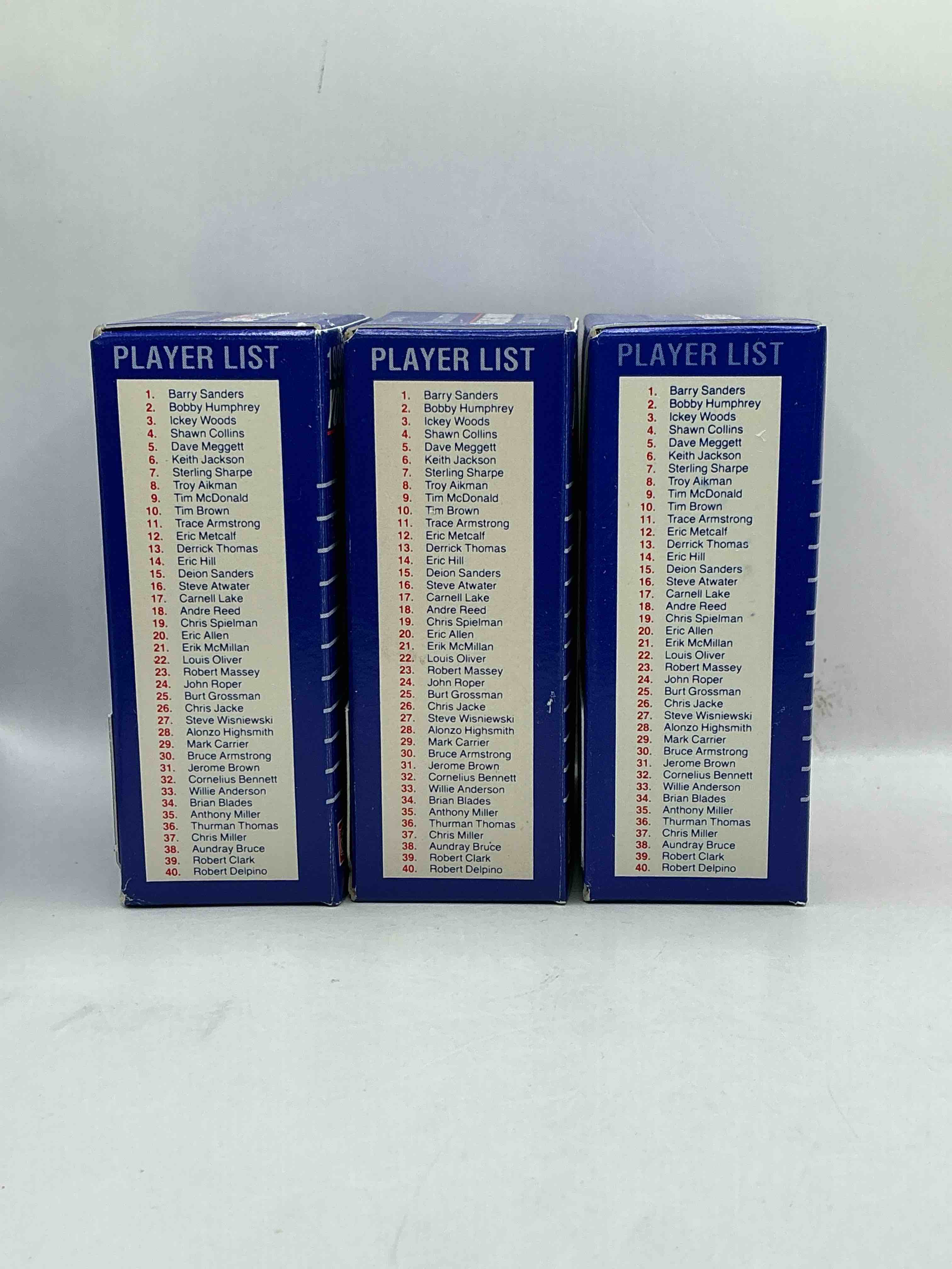 Condition photo showing New/Like New for 1990 Score NFL Football Young Superstars! Barry Sanders, Troy Aikman, Derrick Thomas, Sterling Sharpe, Ickey Woods, Andre Reed & More! Awesome Score Boxes!