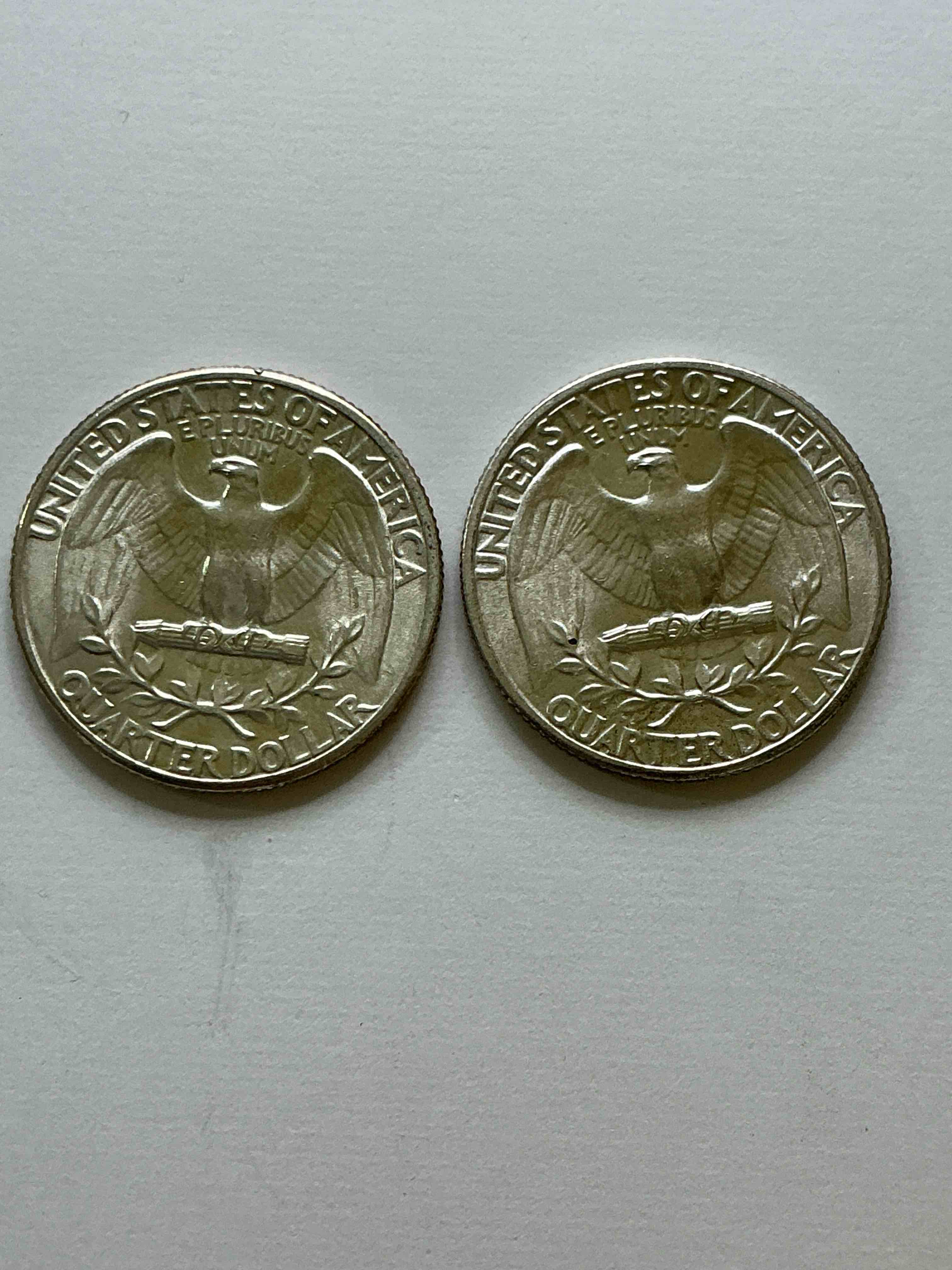 Condition photo showing Good Condition for George Washington Brilliant Silver! Pre 1965 U.S. Quarter Dollar Coins Were Actually Silver, Here Are Two Great Examples Of Awesome, Pristine George Washington Silver Quarters, Stunning & Circulated! Rare Mints! Great For Investing In Precious Metals! These Coins Were Minted At 90% Silver and 10% Copper, Giving Them A Net Weight Of .18084 Ounces Of Pure Silver Per Coin! Very Hard To Find & Stunning! Invest In Fine U.S. Silver!