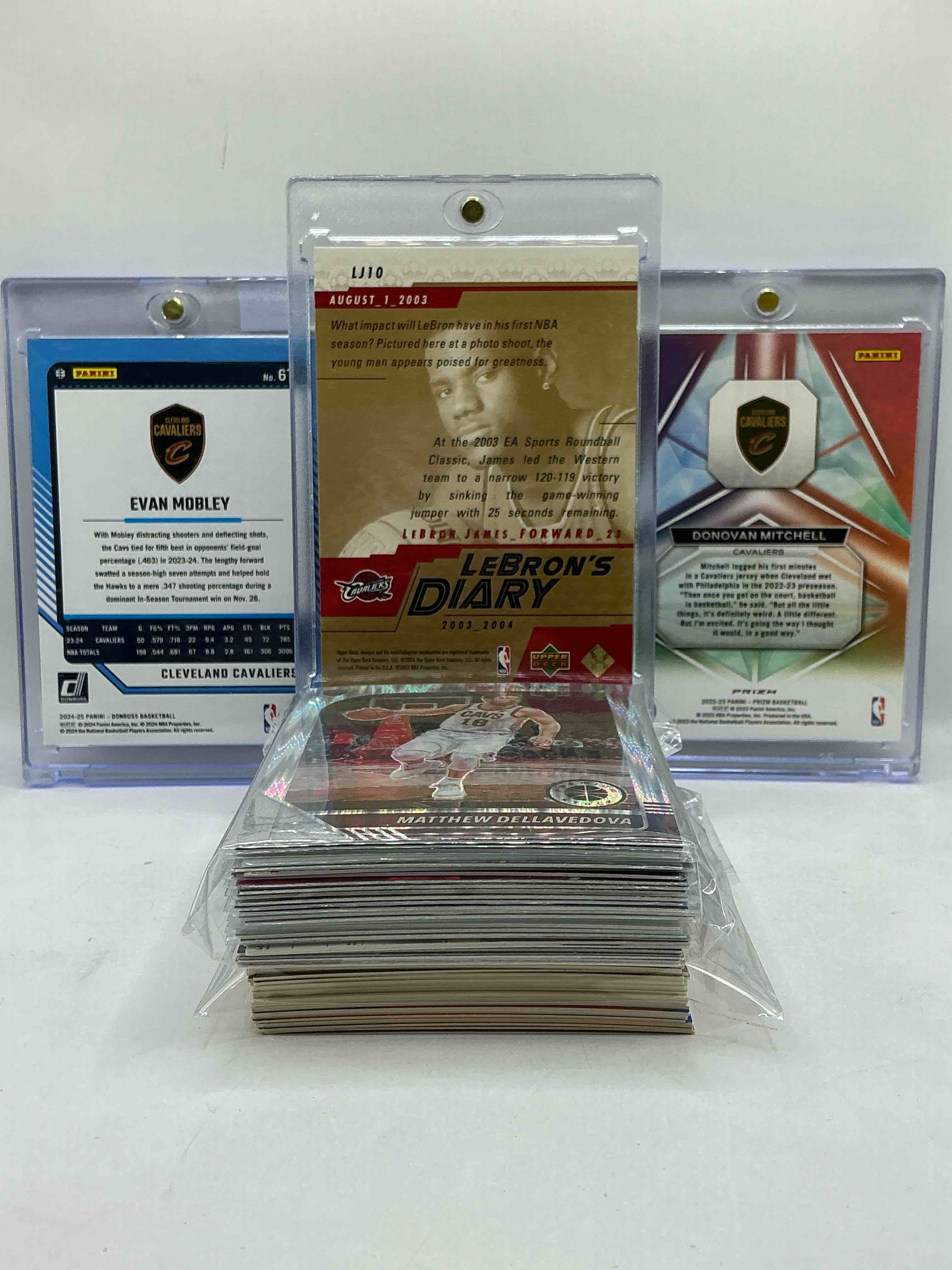 Condition photo showing New/Like New for LeBron James Rookie Upper Deck Insanity! Cleveland Cavaliers Craziness! Disco Donovan Mitchell, Evan Mobley /125 Donruss Cracked Ice & More! Cavs Awesomeness! Vintage & New! Commons, Legends, Heroes & More! 50 Card Craziness!