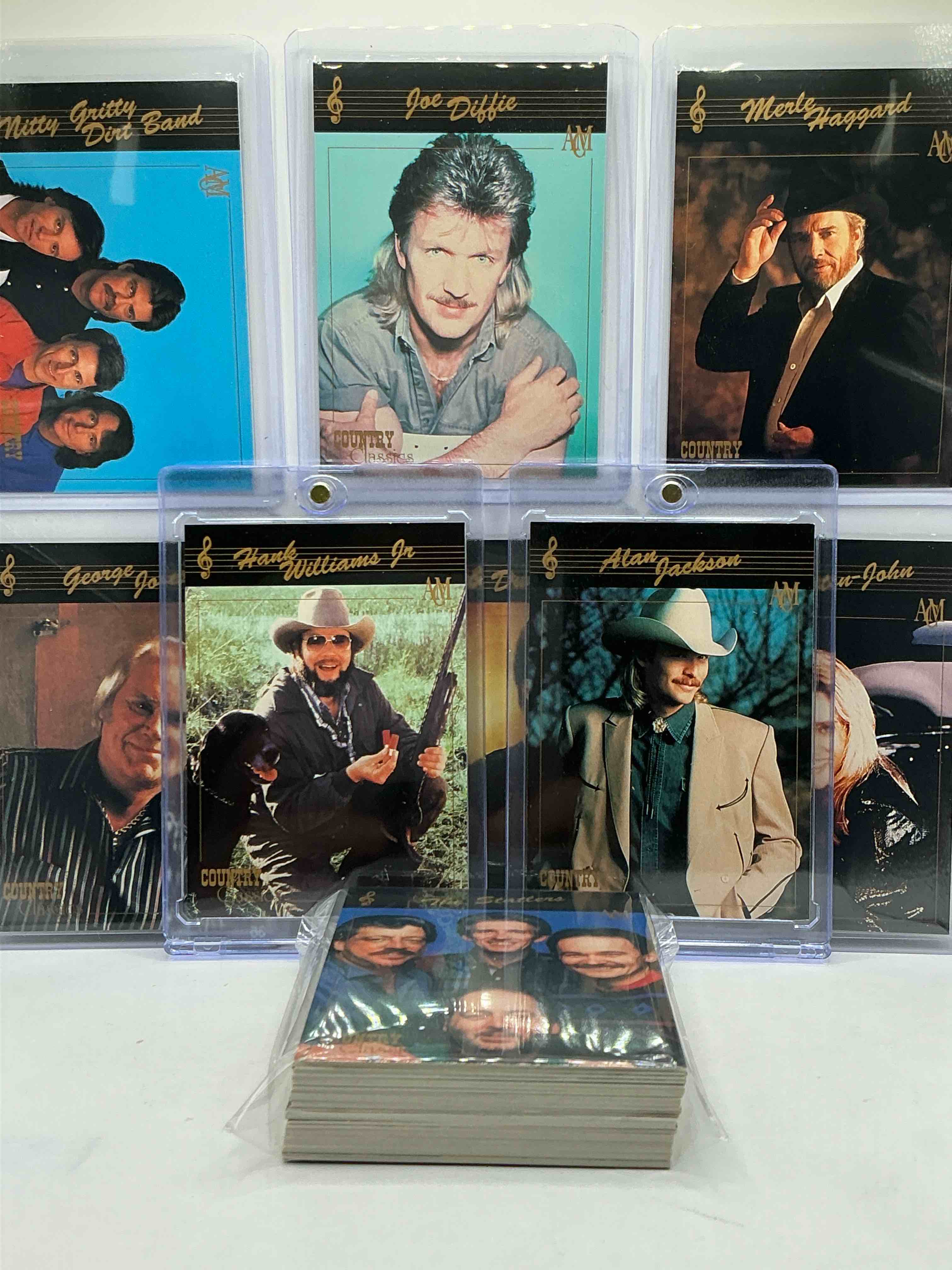 Hank Williams Jr! Alan Jackson! NO WAY! Country Music Craziness! Olivia Newton John, George Jones, Nitty Gritty, Joe Diffe & More! Insane 50 Card Country Music Lot! 1992 Cards, Some Of The Biggest Names In The Country World! PERFECT For Vintage, Authentic & Real Country Fans! 