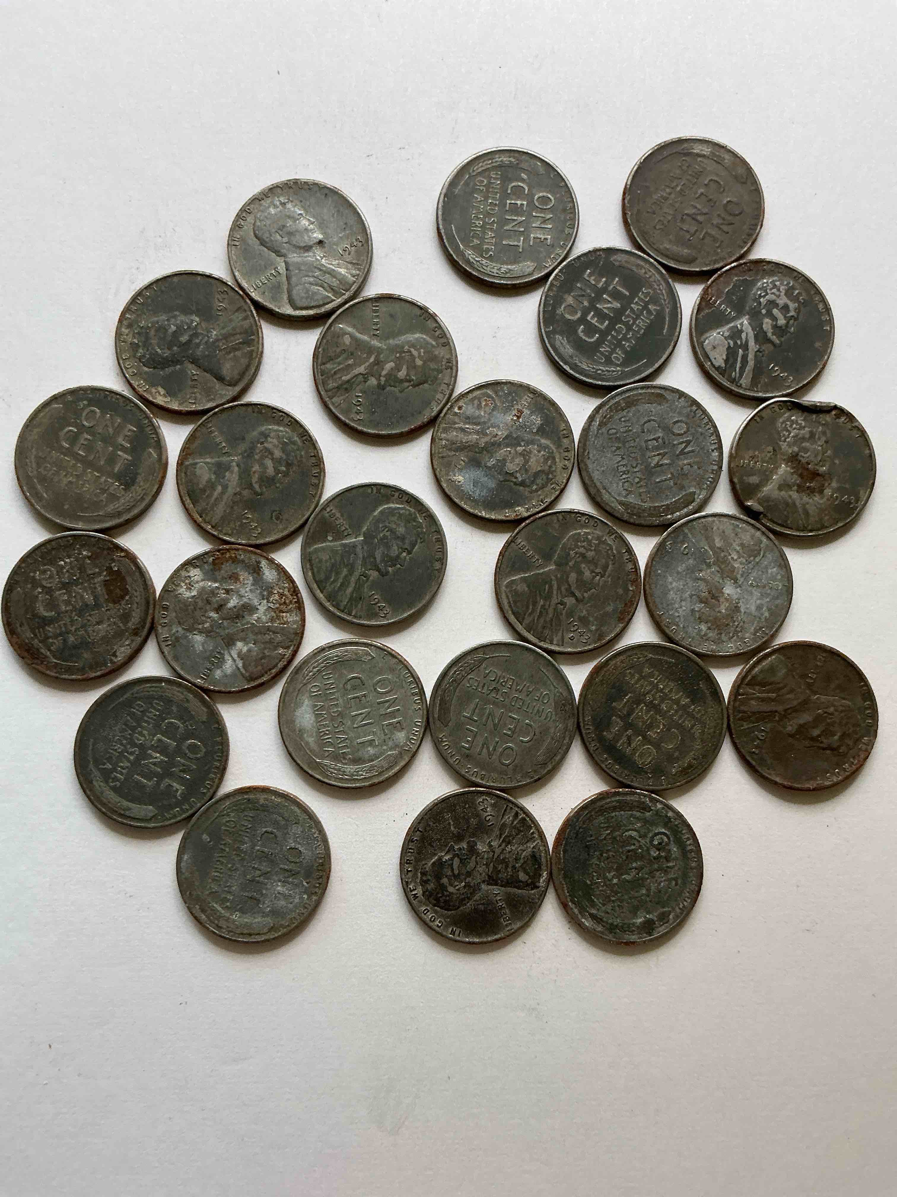 Condition photo showing Good Condition for 1943 World War Il History! Did You Know That In 1943 Copper Was So Valuable For Making Ammunition That The U.S. Treasury Made Pennies Out Of Steel?! 1943 STEEL Pennies Have Become Valuable, Rare Collector Items! Up For Auction Are Rare WWII Steel Pennies Appearing Circulated. Own Pieces Of World War II History That Are An Awesome Investment!