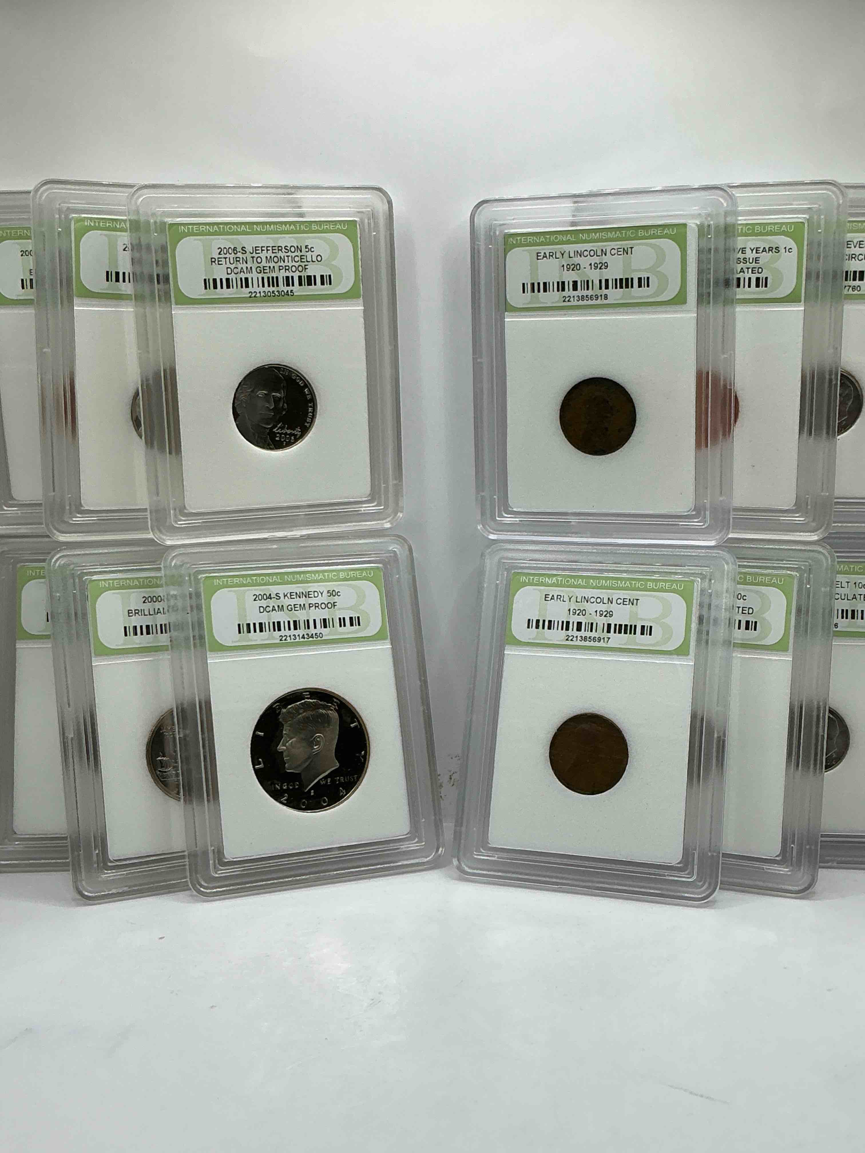 Condition photo showing New/Like New for Collector's Dream! 12 Different Rare, Slabbed U.S. Collector Coins In Certified/Catalogued Protective Slab Cases! A Great Way to Build An Incredible Collection Of Protected, Rare U.S. Coins! Great For The Coin Fan & Collector!