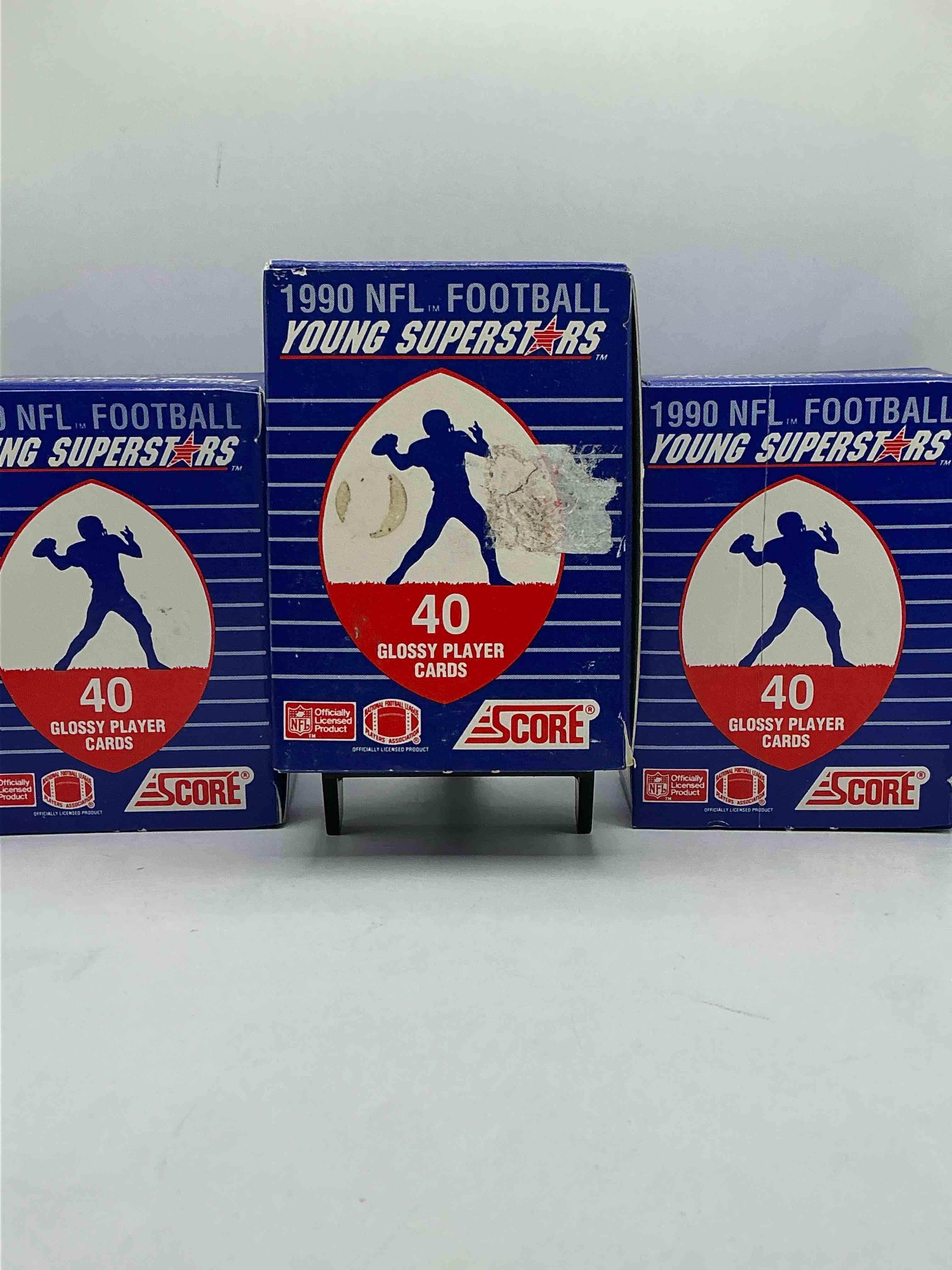 1990 Score NFL Football Young Superstars! Barry Sanders, Troy Aikman, Derrick Thomas, Sterling Sharpe, Ickey Woods, Andre Reed & More! Awesome Score Boxes!