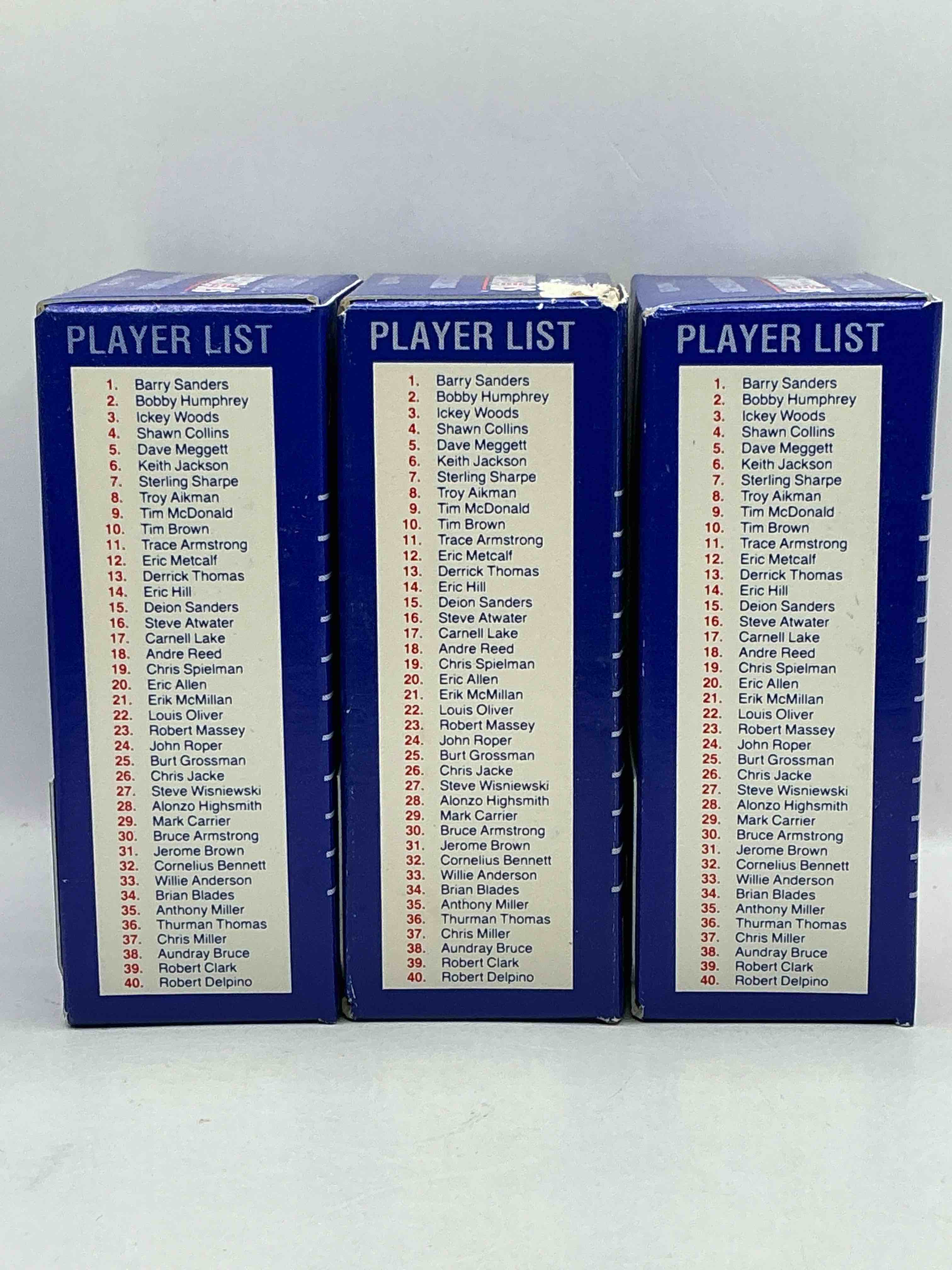 Condition photo showing New/Like New for 1990 Score NFL Football Young Superstars! Barry Sanders, Troy Aikman, Derrick Thomas, Sterling Sharpe, Ickey Woods, Andre Reed & More! Awesome Score Boxes!