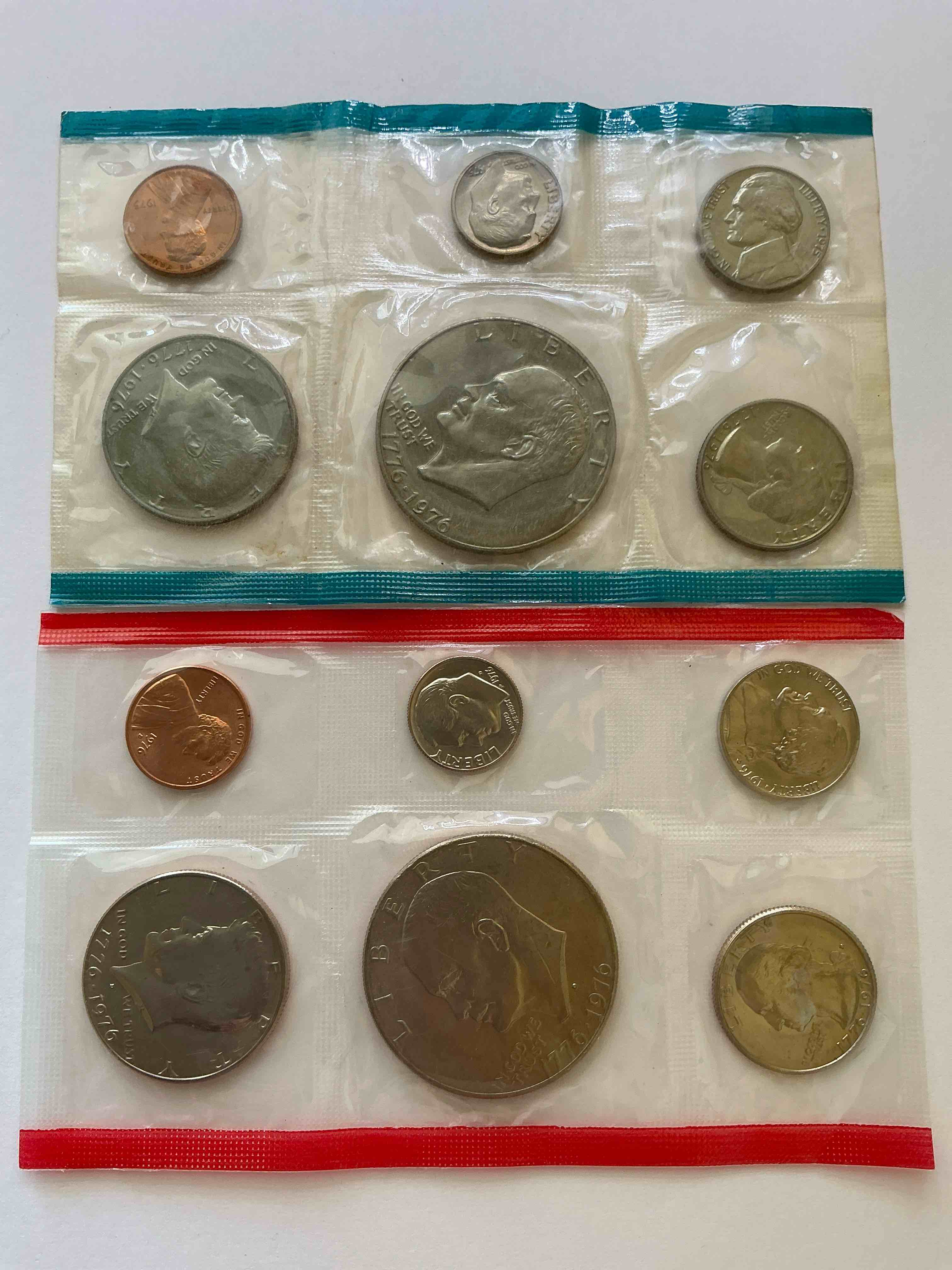 1976 Bicentennial Bliss! In 1976 The U.S. Mint Set Celebrating The 200 Year Anniversary Of America! 12 Coin Set Including Bicentennial Quarters, IKEs, Kennedy Halves & Pennies! Highly Desirable For Collectors! Own Pieces Of History & Celebrating America's 250 Year Anniversary Coming Soon!