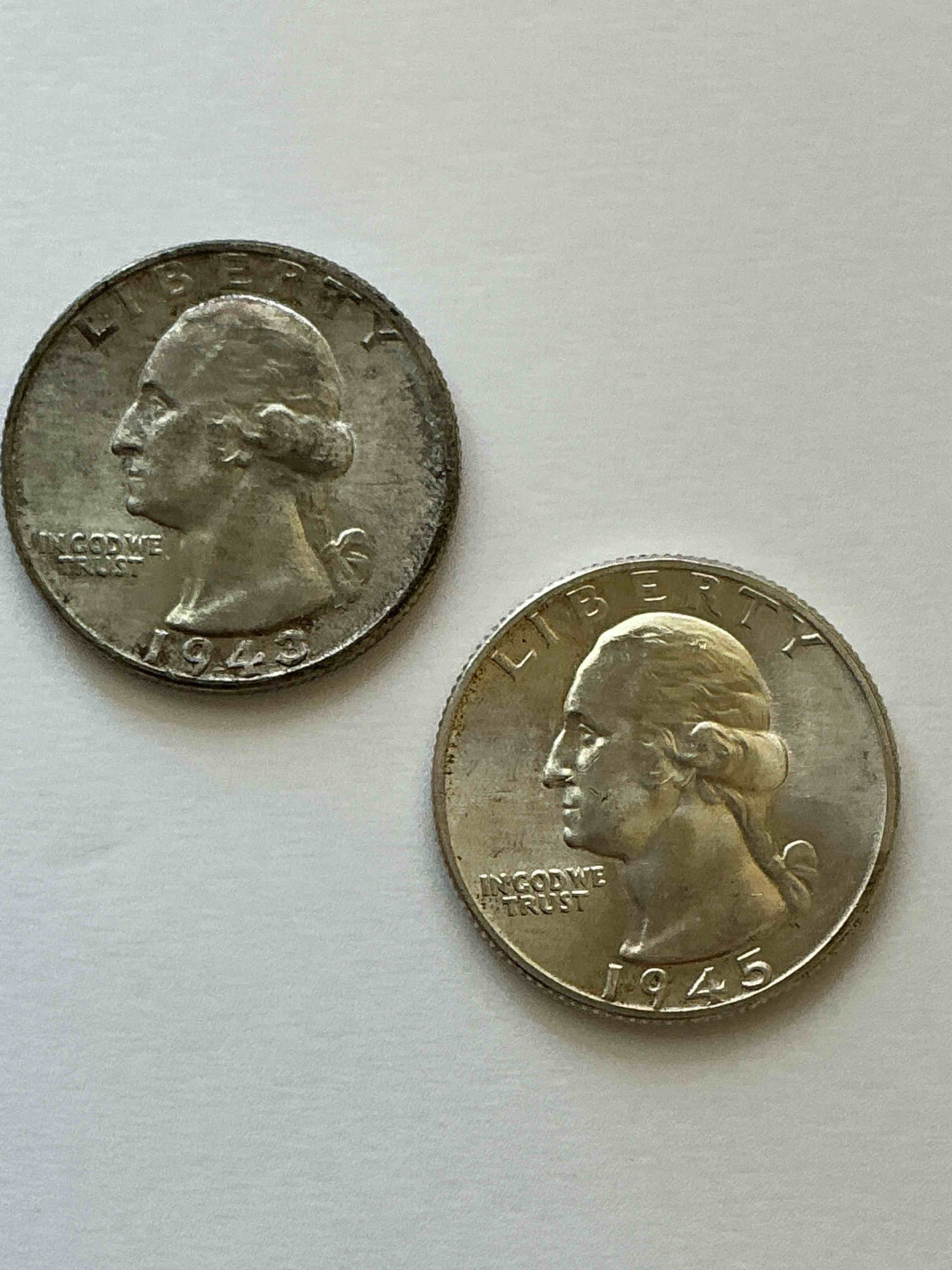 George Washington Brilliant Silver! Pre 1965 U.S. Quarter Dollar Coins Were Actually Silver, Here Are Two Great Examples Of Awesome, Pristine George Washington Silver Quarters, Stunning & Circulated! Rare Mints! Great For Investing In Precious Metals! These Coins Were Minted At 90% Silver and 10% Copper, Giving Them A Net Weight Of .18084 Ounces Of Pure Silver Per Coin! Very Hard To Find & Stunning! Invest In Fine U.S. Silver!