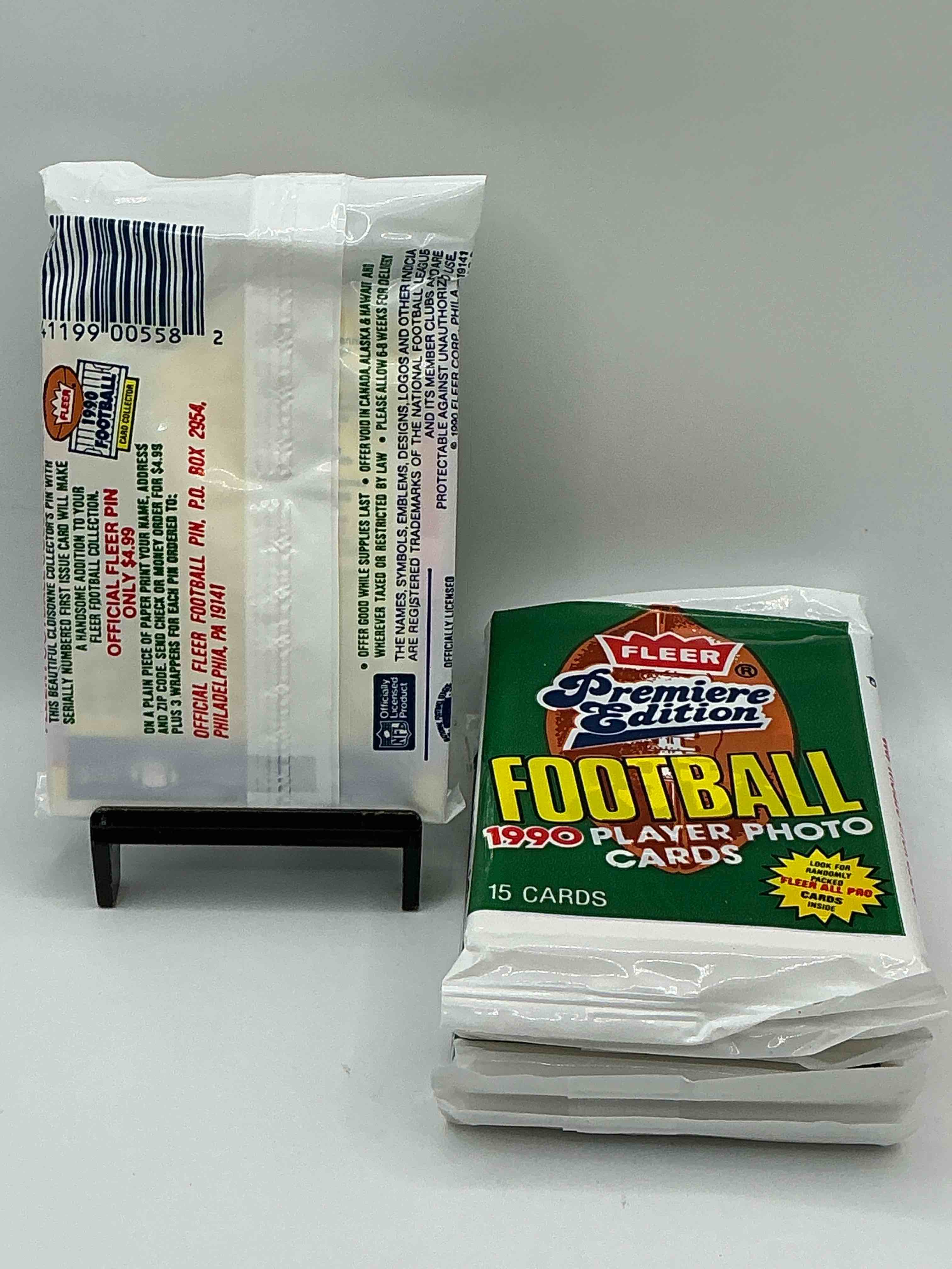 Condition photo showing New/Like New for Awesome Premiere Edition Sports Cards! Emmitt Smith Rookie Year! 1990 Fleer Premiere Edition Unopened Packs Direct From Original Box! Search For Emmitt Smith Rookies!