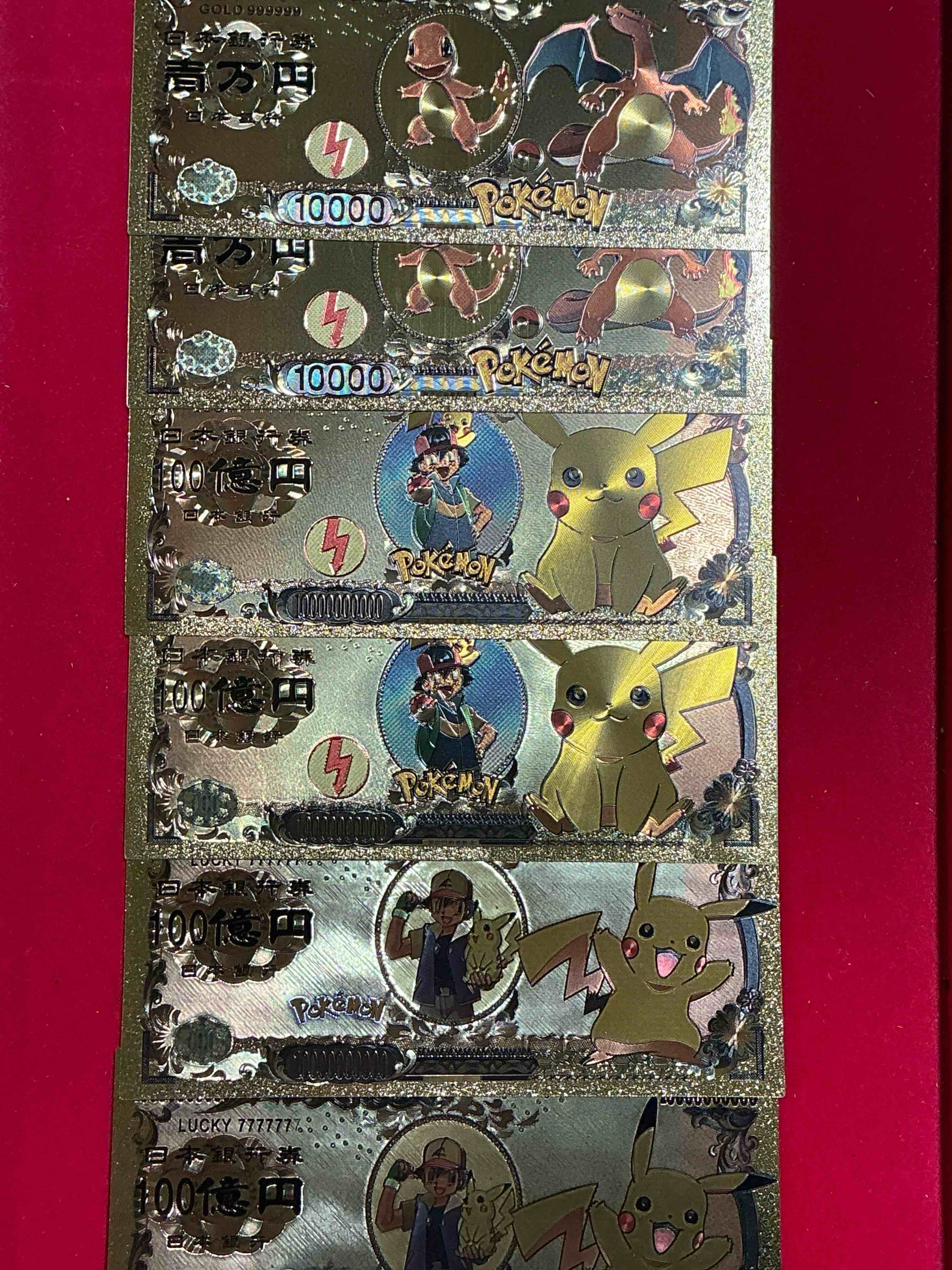 Pokémon Novelty Gold In Color Dollars! Ultra Cool Novelty 10,000 Pokémon Bill With Characters & Cool Designs! Rare & Hard To Get! 