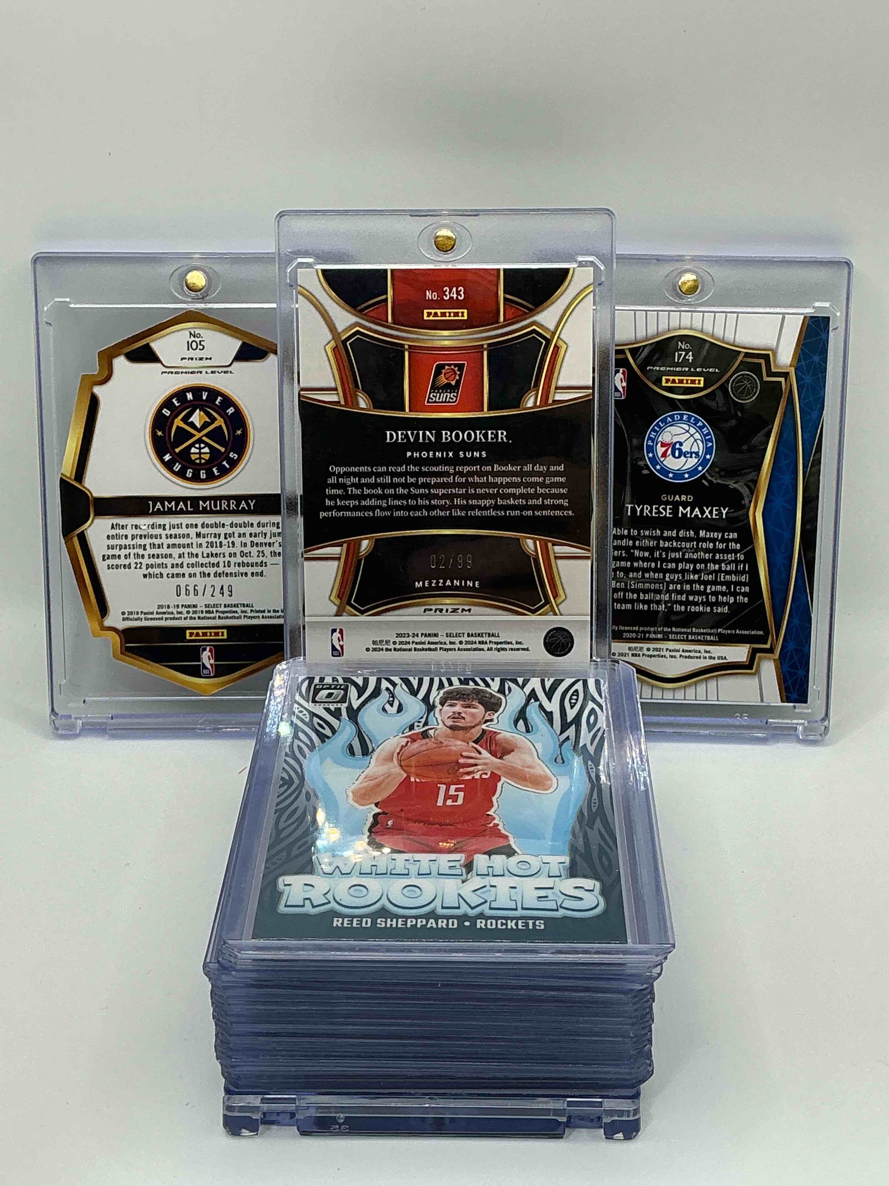 Condition photo showing New/Like New for Kentucky Wildcats Insanity! 24 Of The Best Kentucky Basketball Players Over The Years! 2023 Select Devin Booker Mezzanine Level Number 02/99! 2018 Select Premier Level Die-Cut Numbered 66/249! 2021 Select Premier Level Rookie Tyrese Maxey! Along With Other Kentucky Legends Like Reed Sheppard, Shai Gilgeous-Alexander, PJ Washington & More!