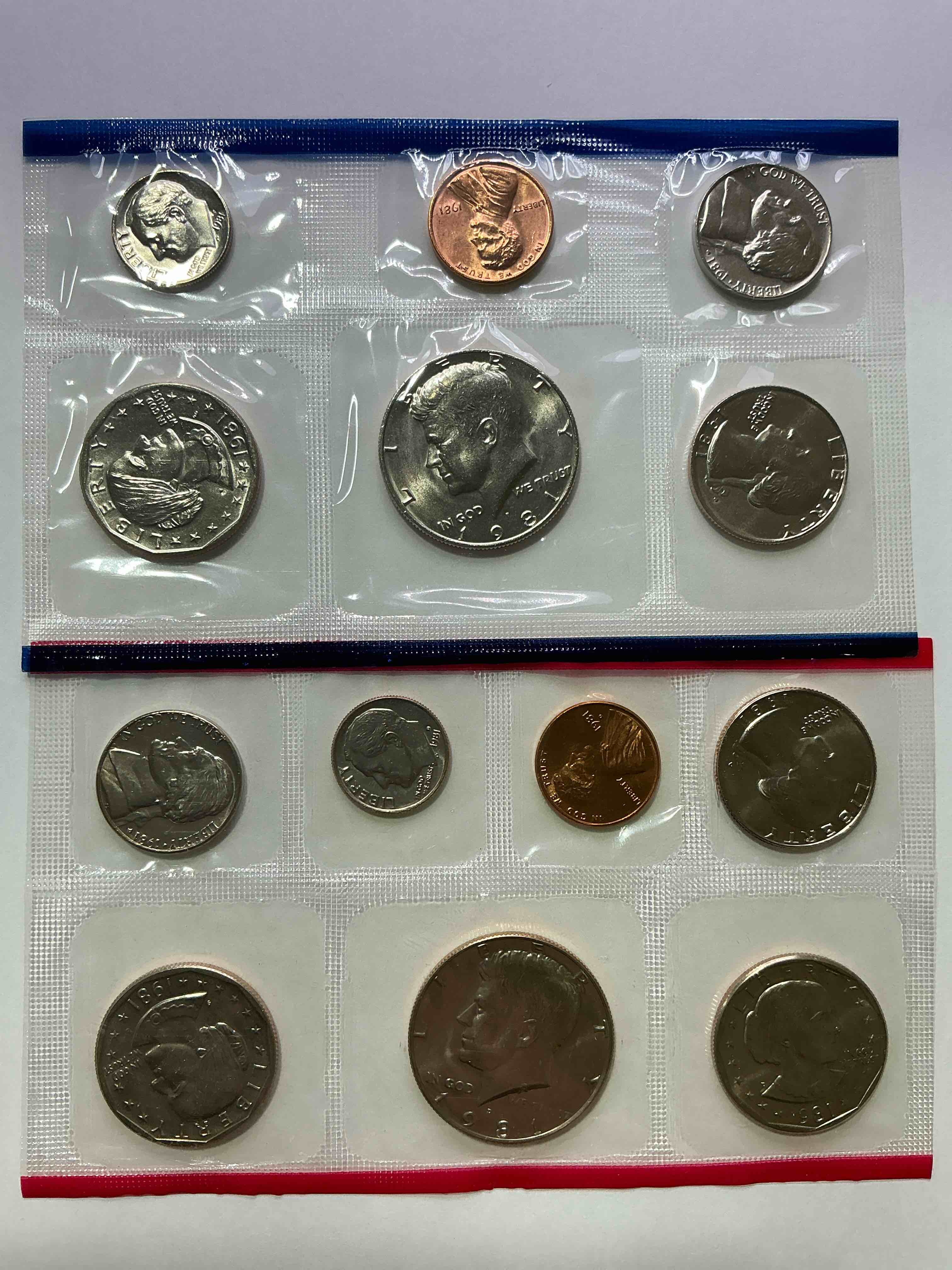 Condition photo showing New/Like New for 1981 Mint Coins! 13 Coin Lot, All Uncirculated! Half Dollars, Pennies, Quarters, Nickels & Dimes! WOW!